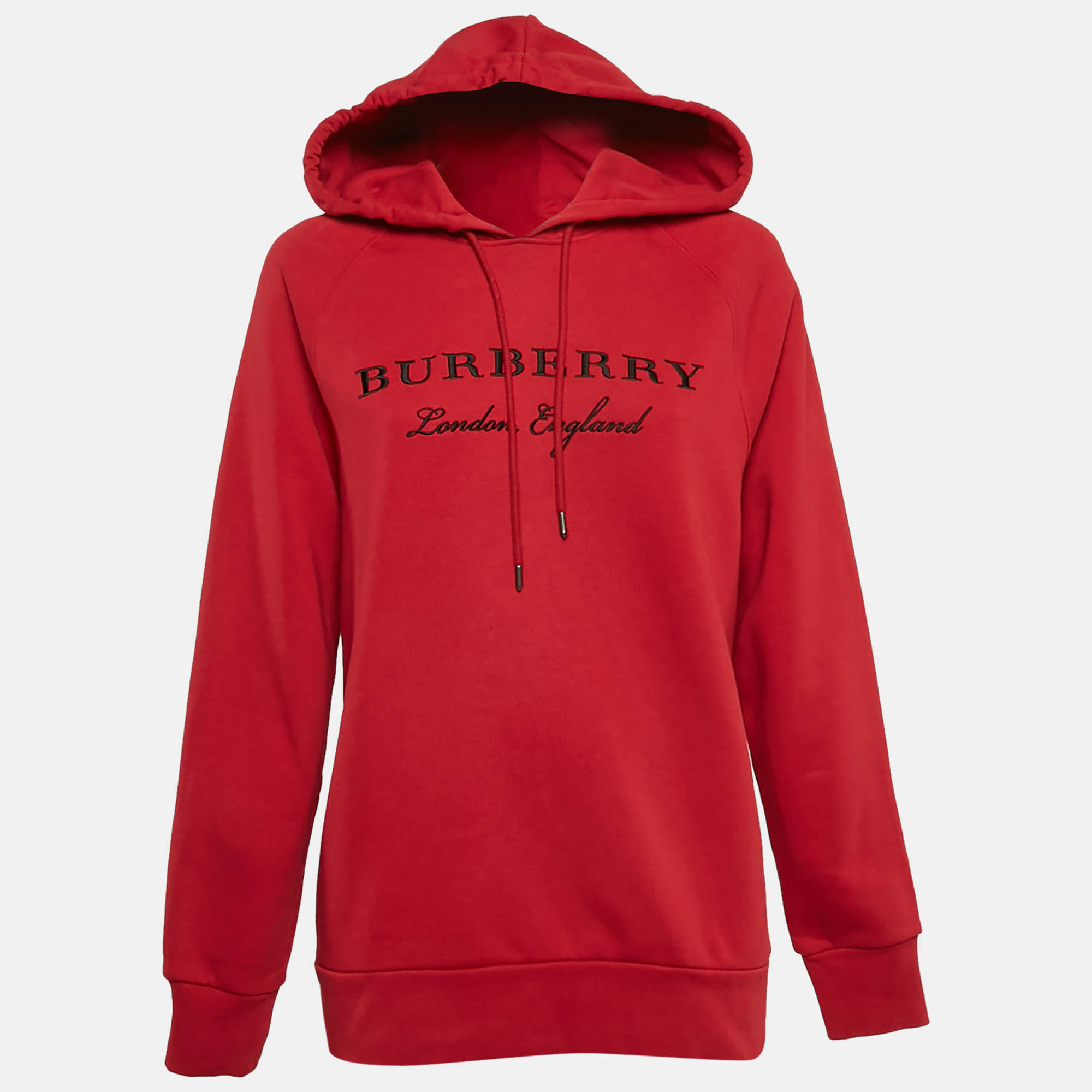 

Burberry Red Krayford Embroidered Cotton Knit Hoodie S