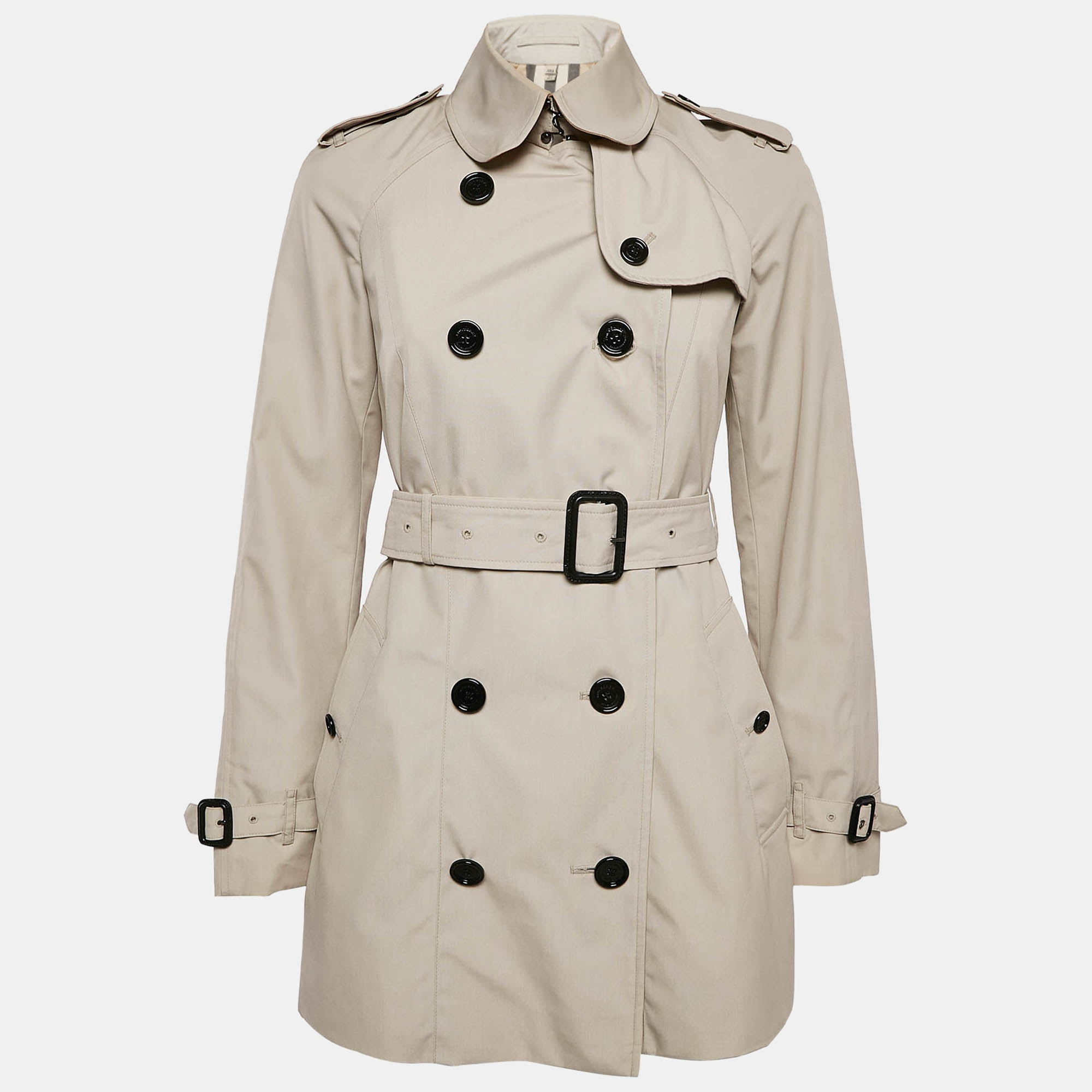 

Burberry Grey Cotton Blend Double Breasted Short Trench Coat XS