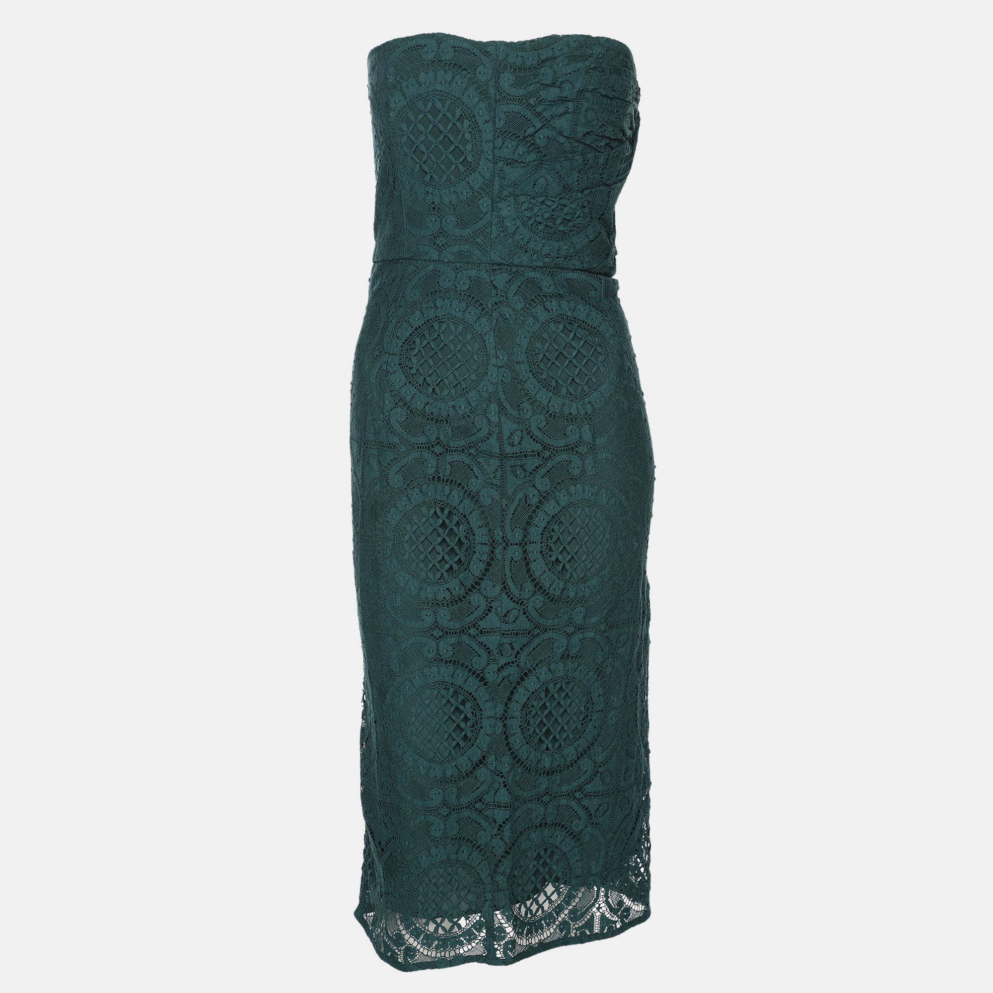 

Burberry Green Lace Strapless Dress M