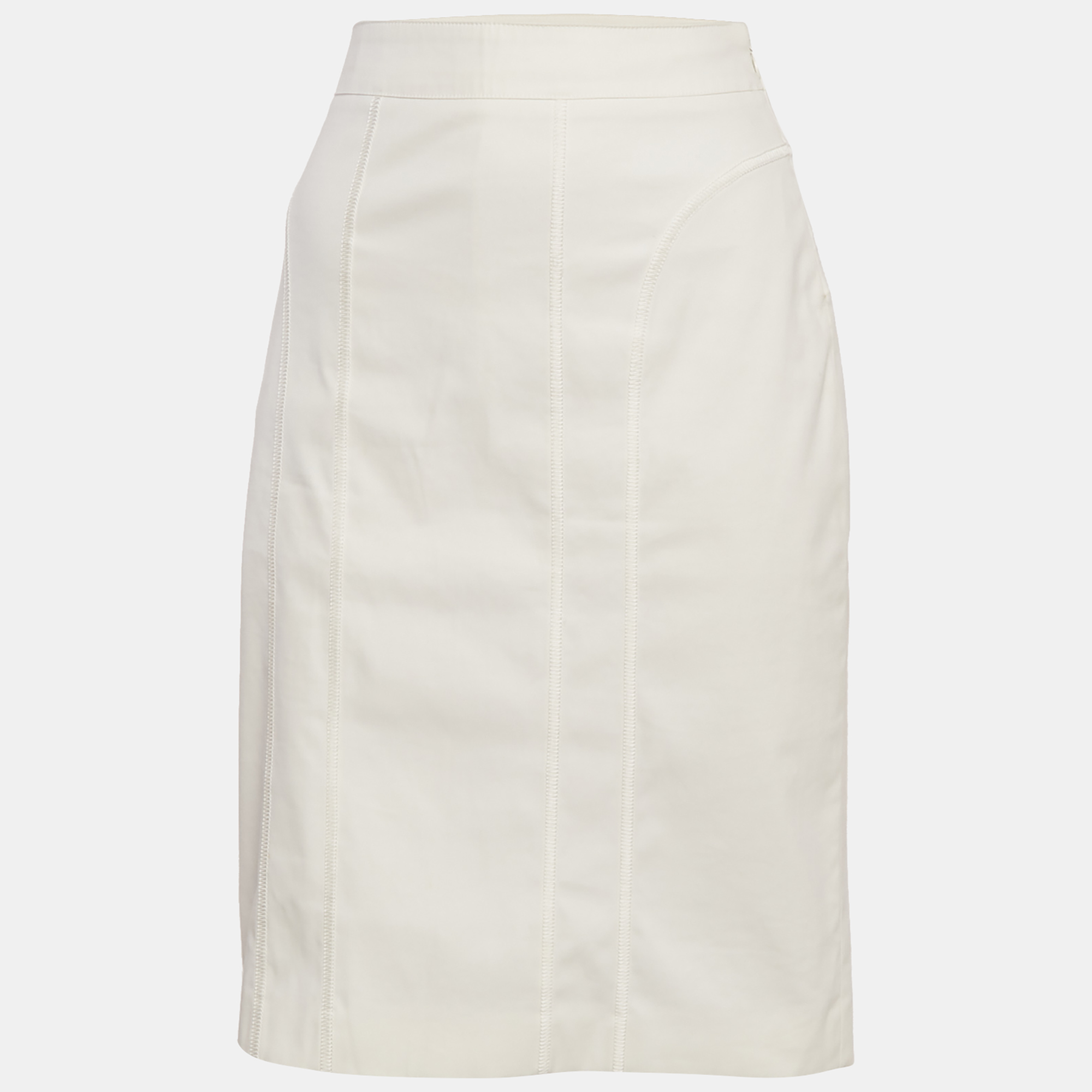 

Burberry Off-White Cotton Knee-Length Skirt M