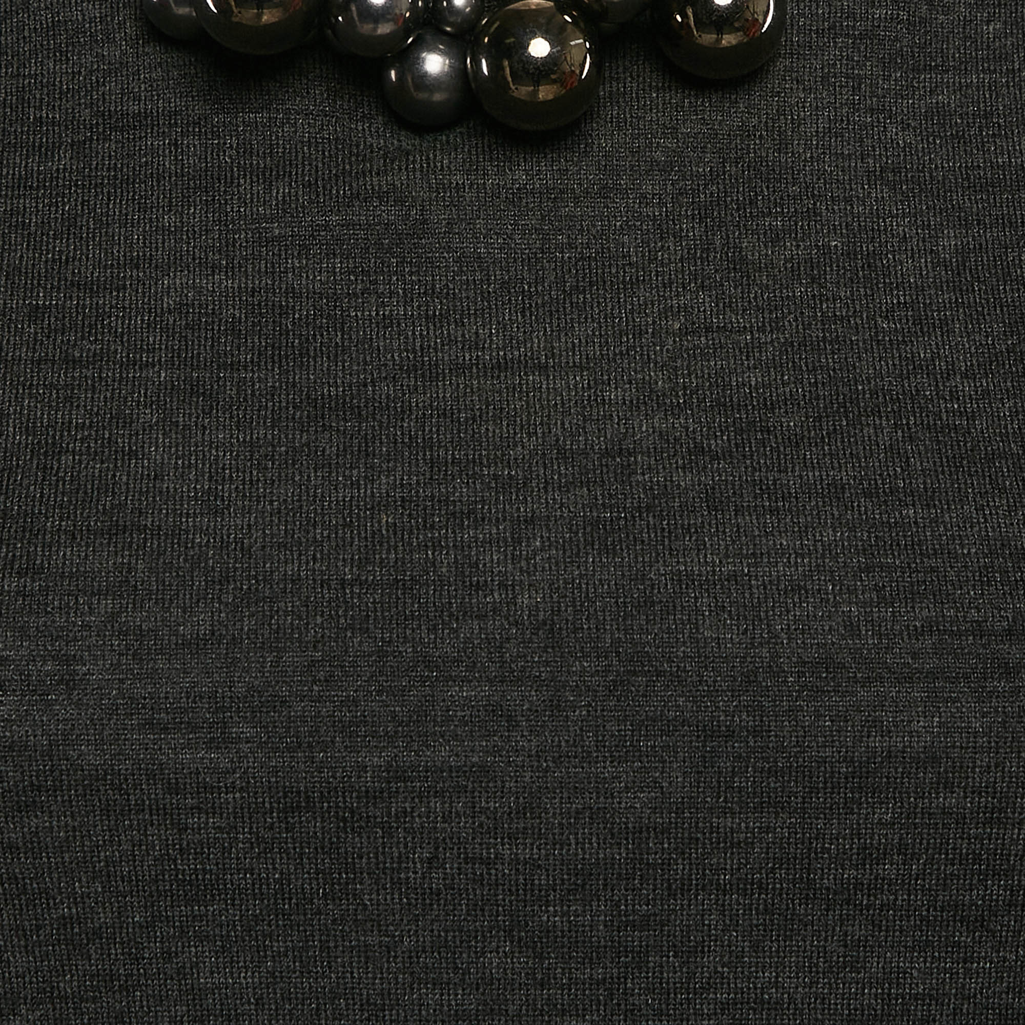 Burberry Prorsum Vintage Grey Embellished Wool Knit Sleeveless Top M 