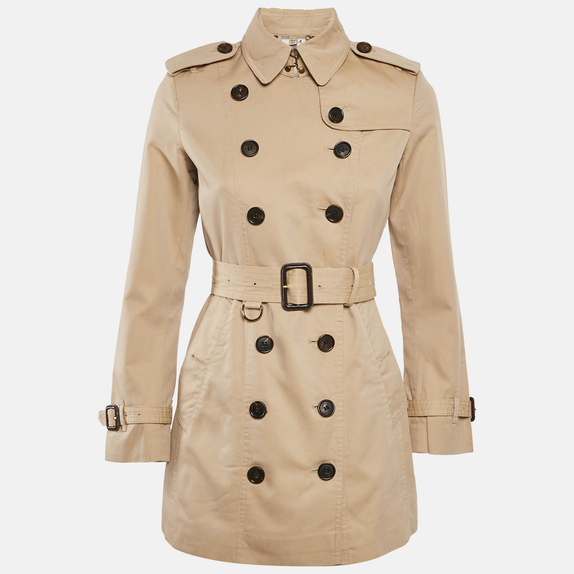 

Burberry Beige Gabardine Trench Coat M, Brown