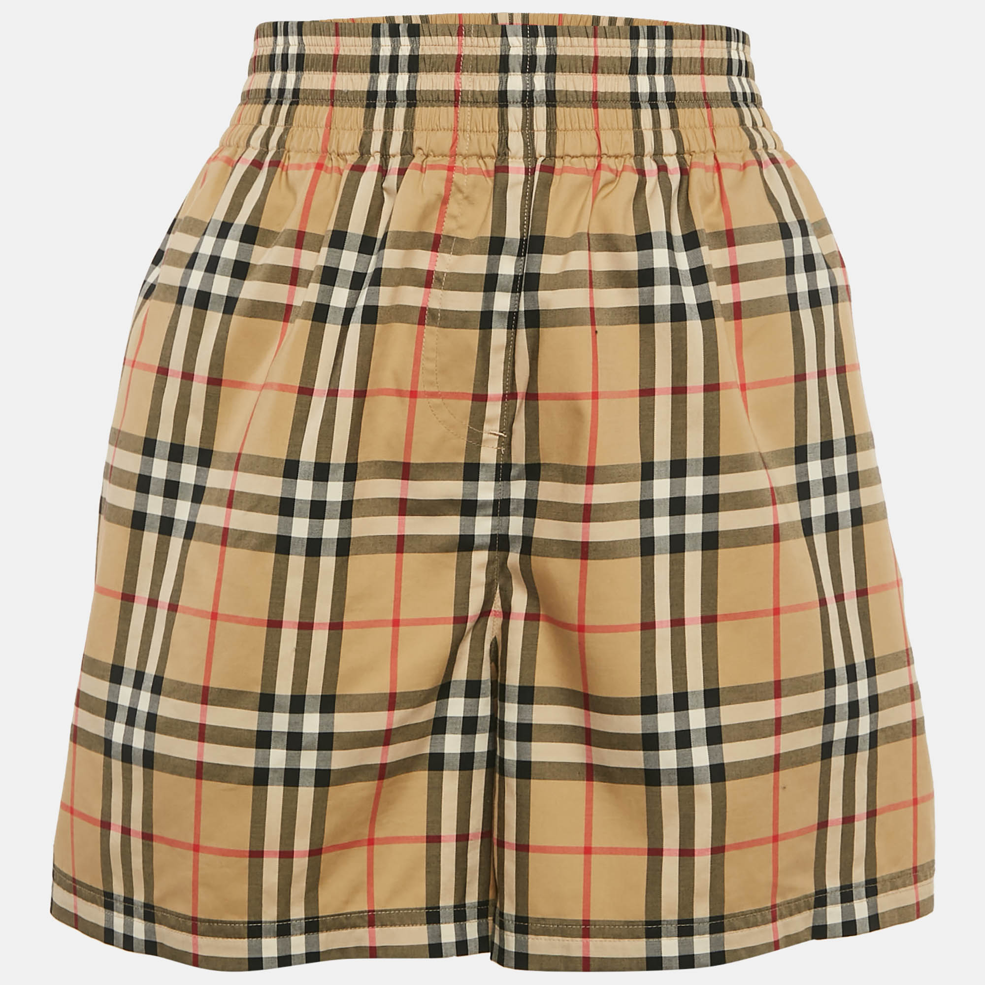 

Burberry Beige Vintage Check Cotton Side-Stripe Shorts L