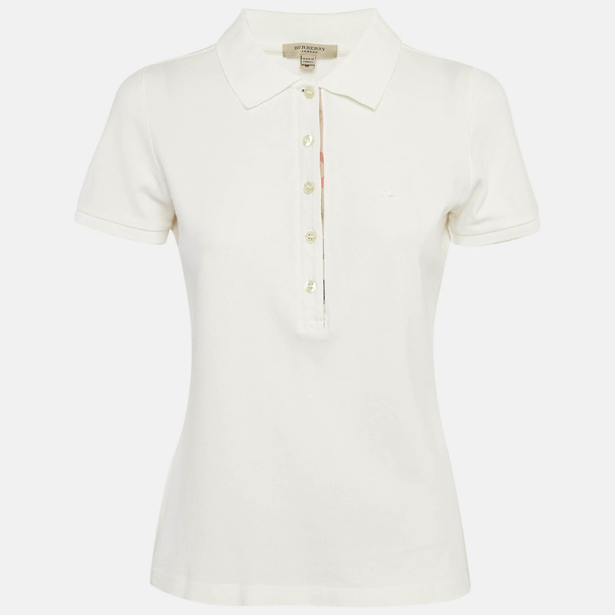 

Burberry White Cotton Pique Polo T-Shirt M