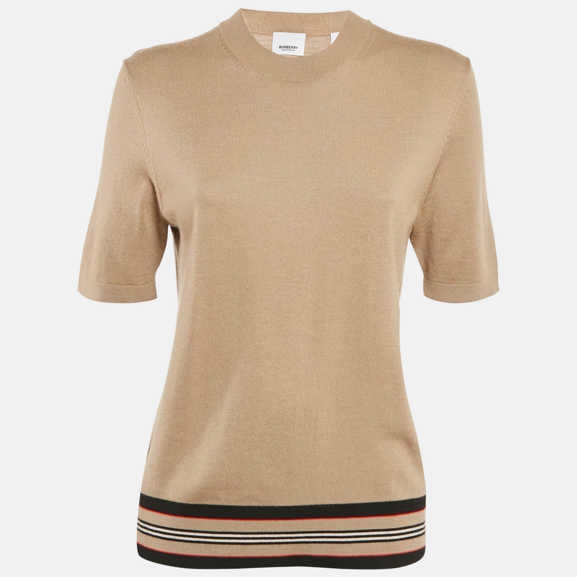 

Burberry Beige Wool Knit Short Sleeve Pullover M