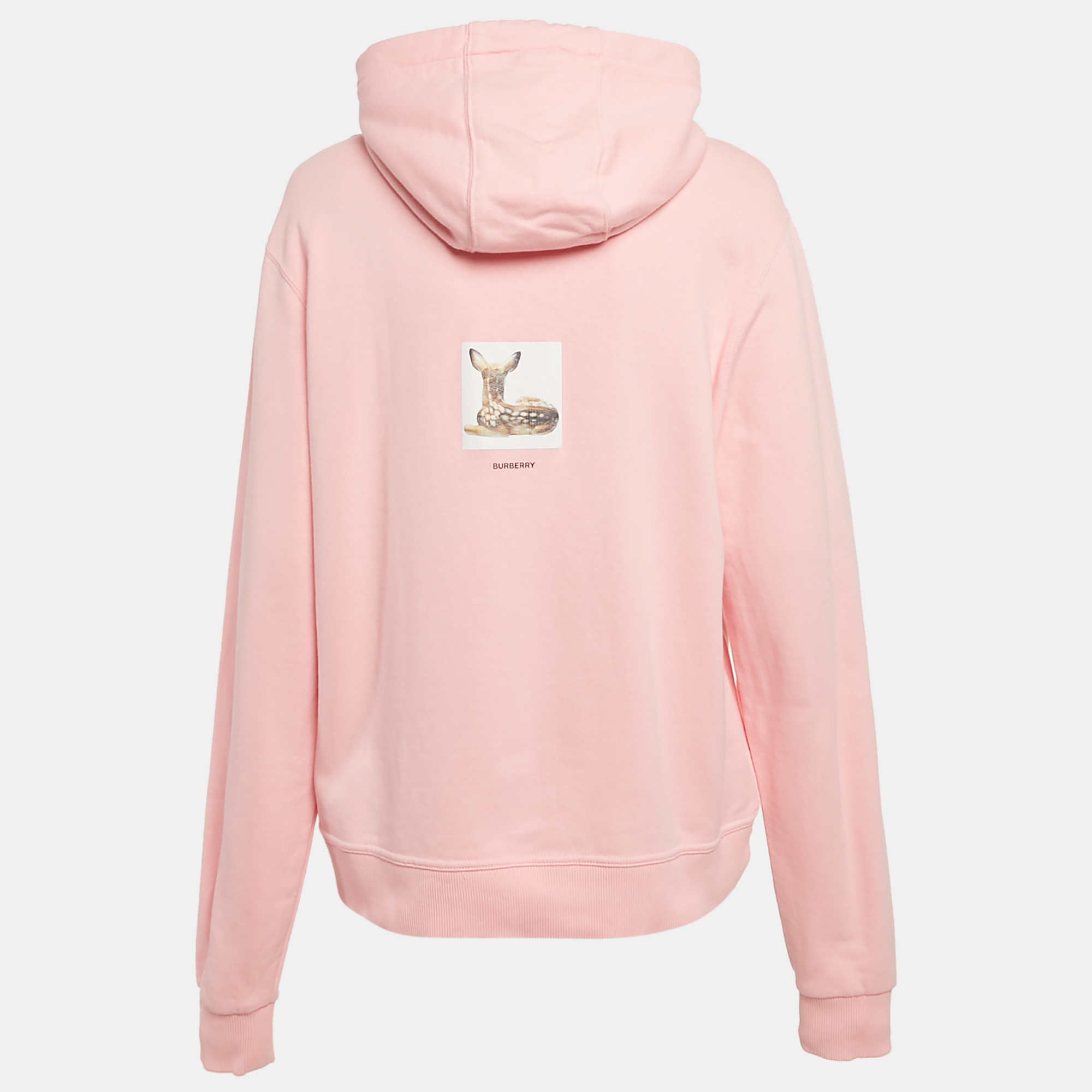 Burberry Pink Junnes Print Cotton Knit Hoodie M 