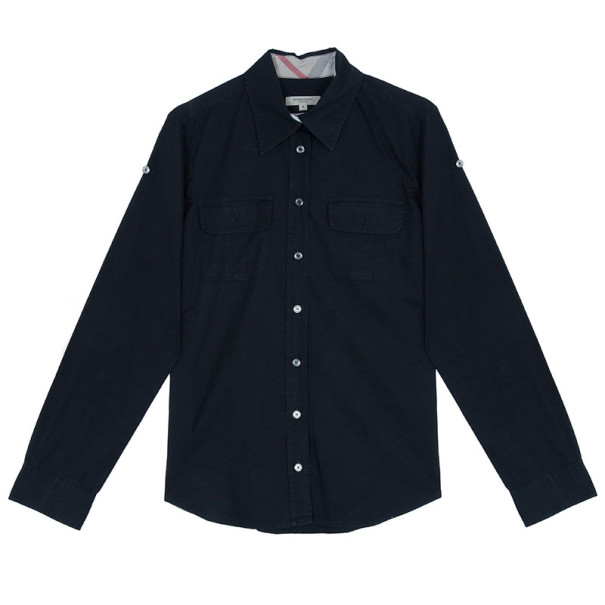 Pre Owned Burberry London Black Military Shirt M