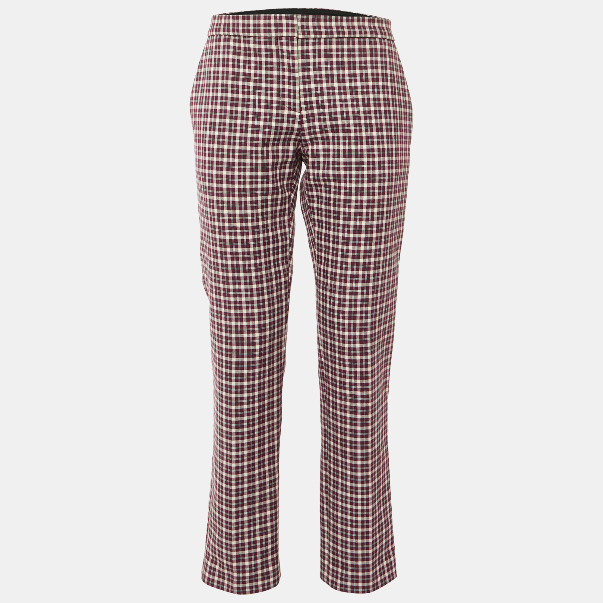 

Burberry Purple Checked Cotton Tailored Pants S