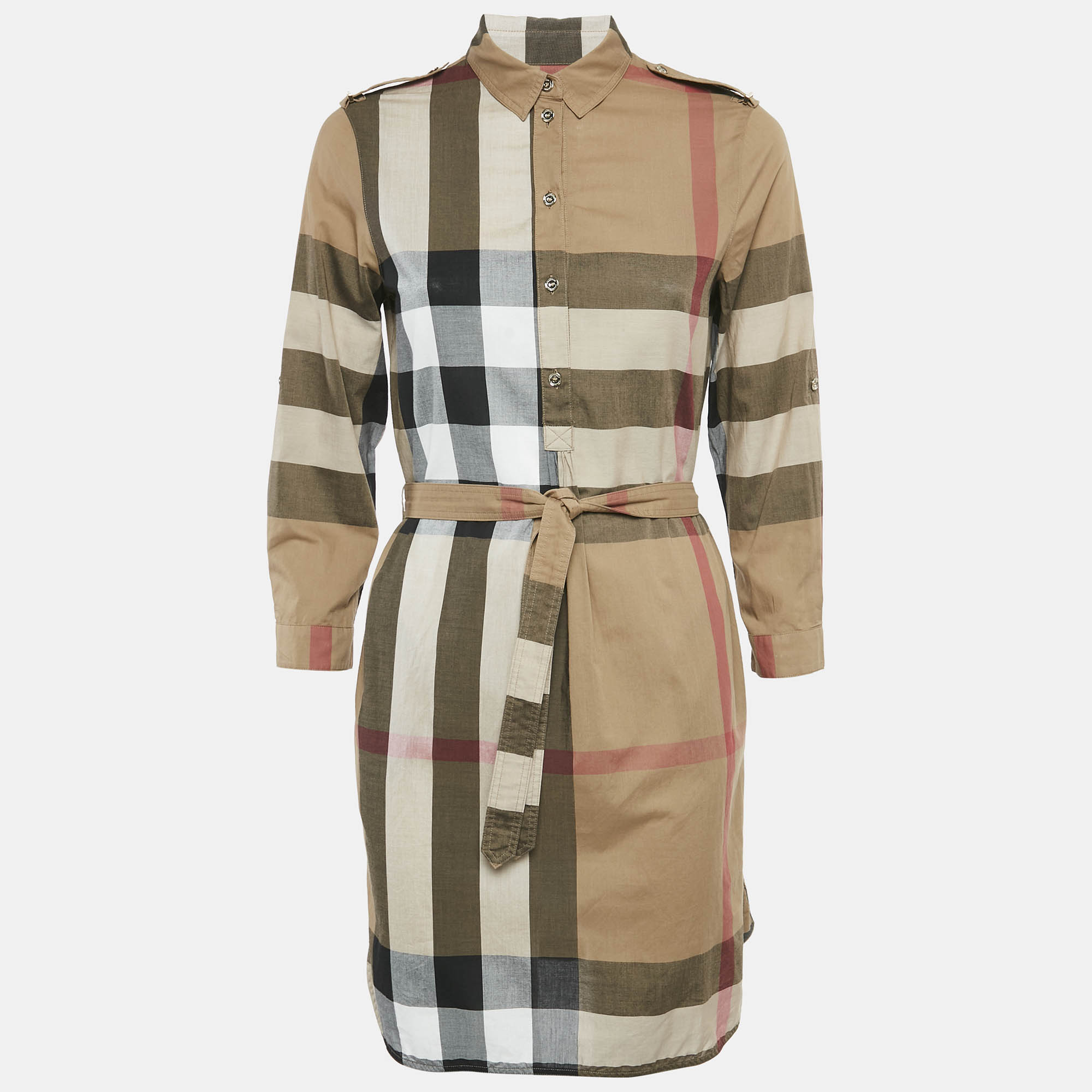 

Burberry Brown Tartan Check Cotton Belted Mini Dress S