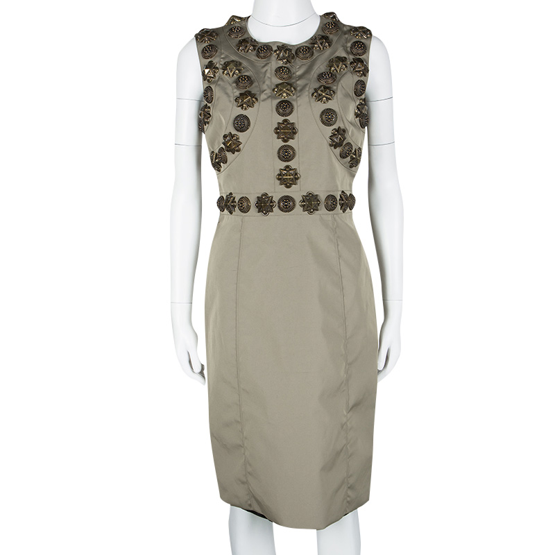 

Burberry Beige Metal Embellished Sleeveless Dress