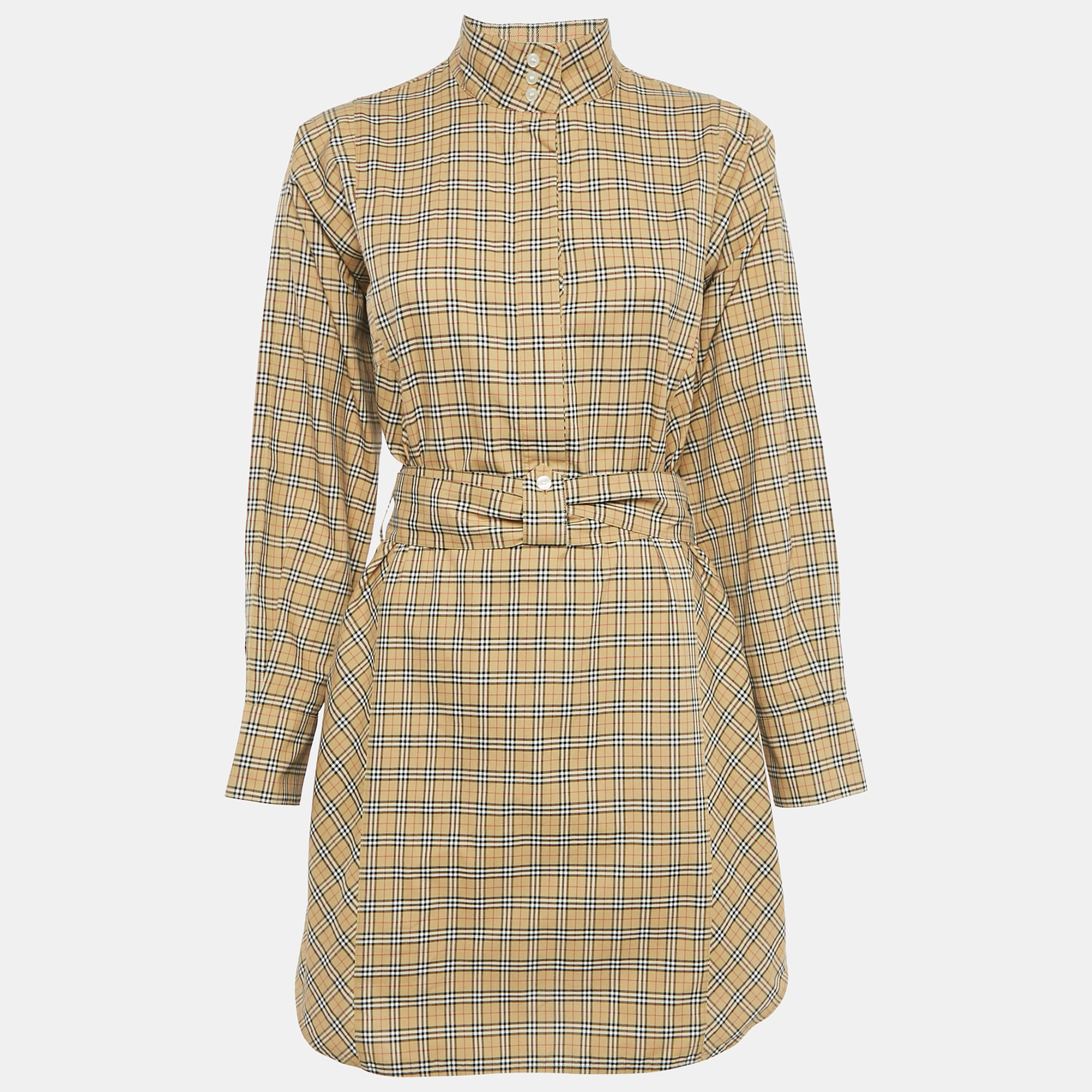 

Burberry Brown Vintage Check Cotton Belted Mini Dress S