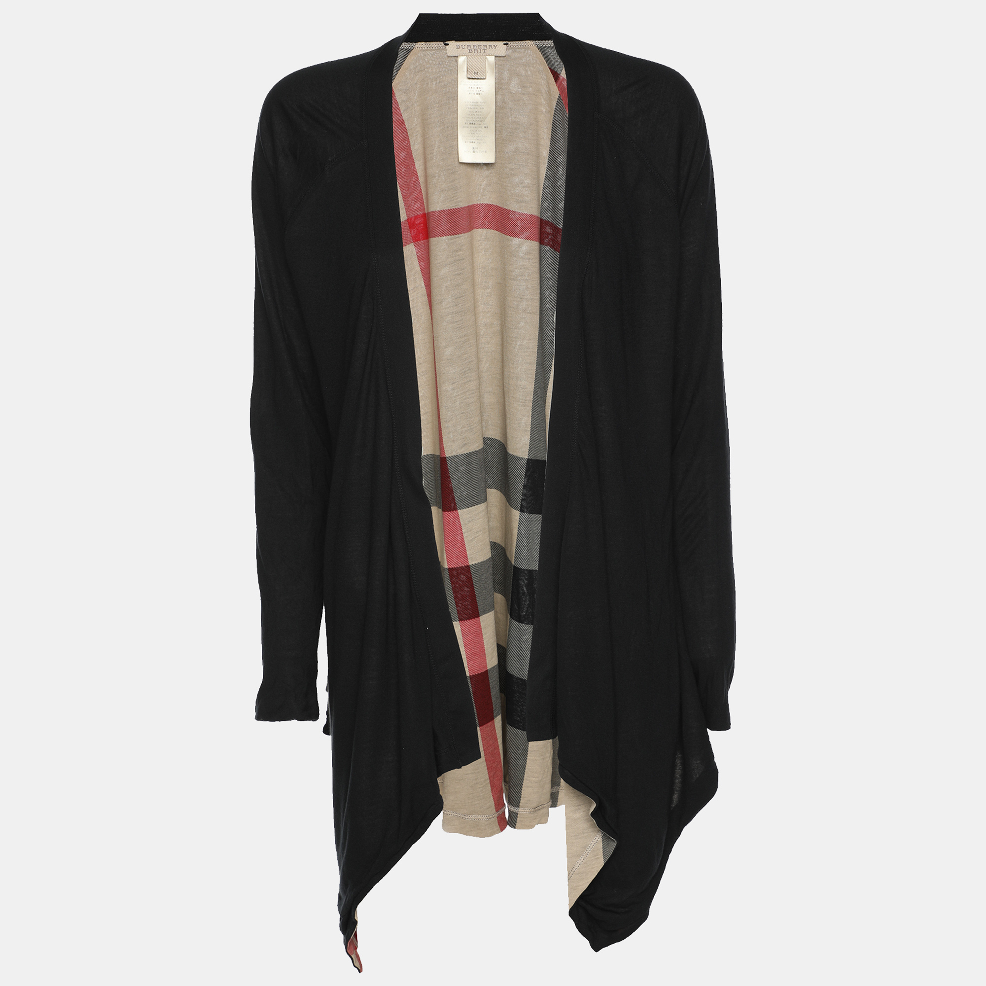 

Burberry Black Modal Reversible Open Front Cardigan M
