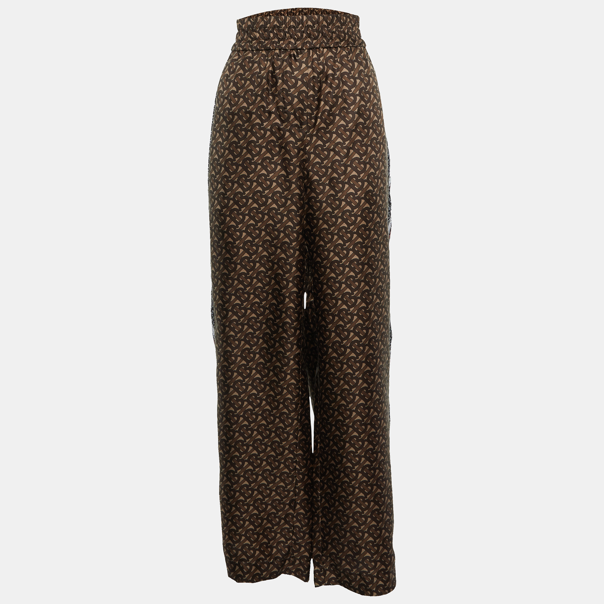 

Burberry Brown Monogram Silk Elasticized Waist Pants S