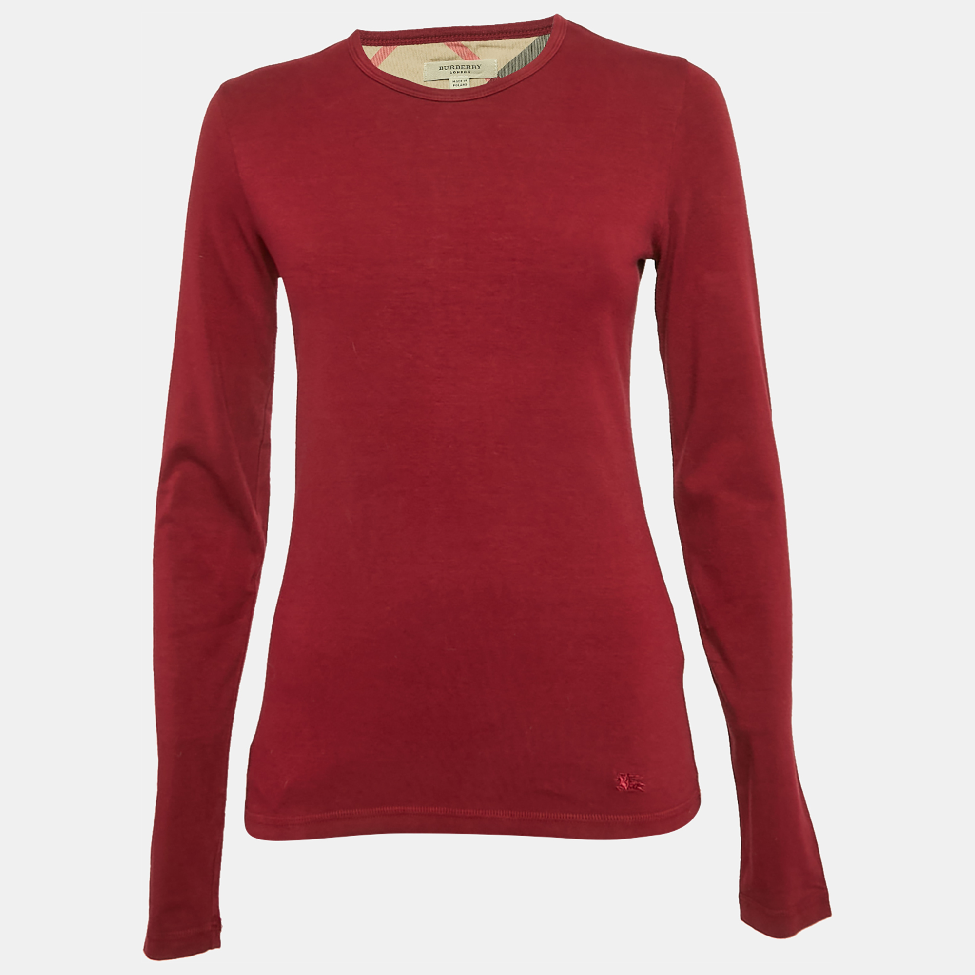 

Burberry Red Cotton Full Sleeve T-Shirt S