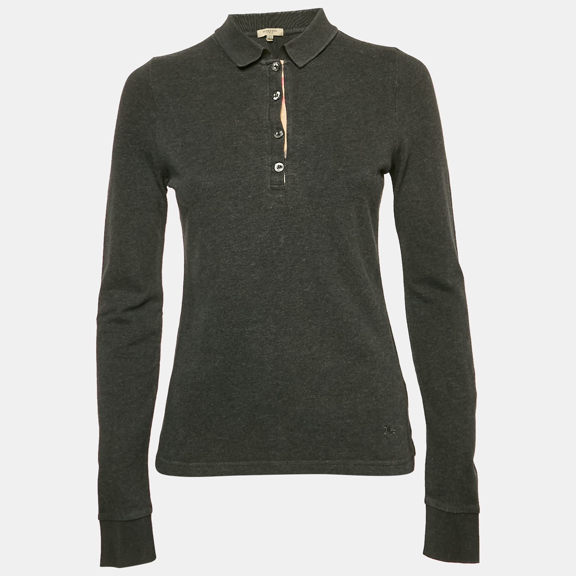 

Burberry Grey Cotton Long Sleeve Polo T-Shirt S
