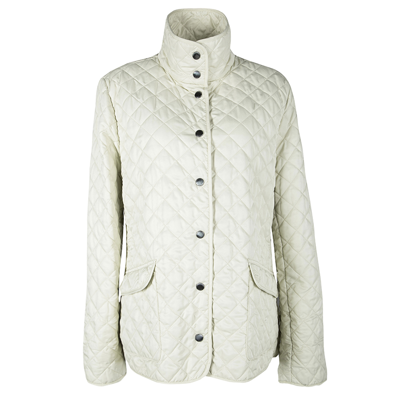 مملوكة مسبقًا جاكت بربري بريت أزرار أمامية مبطن ألماس أصفر فاتح XL