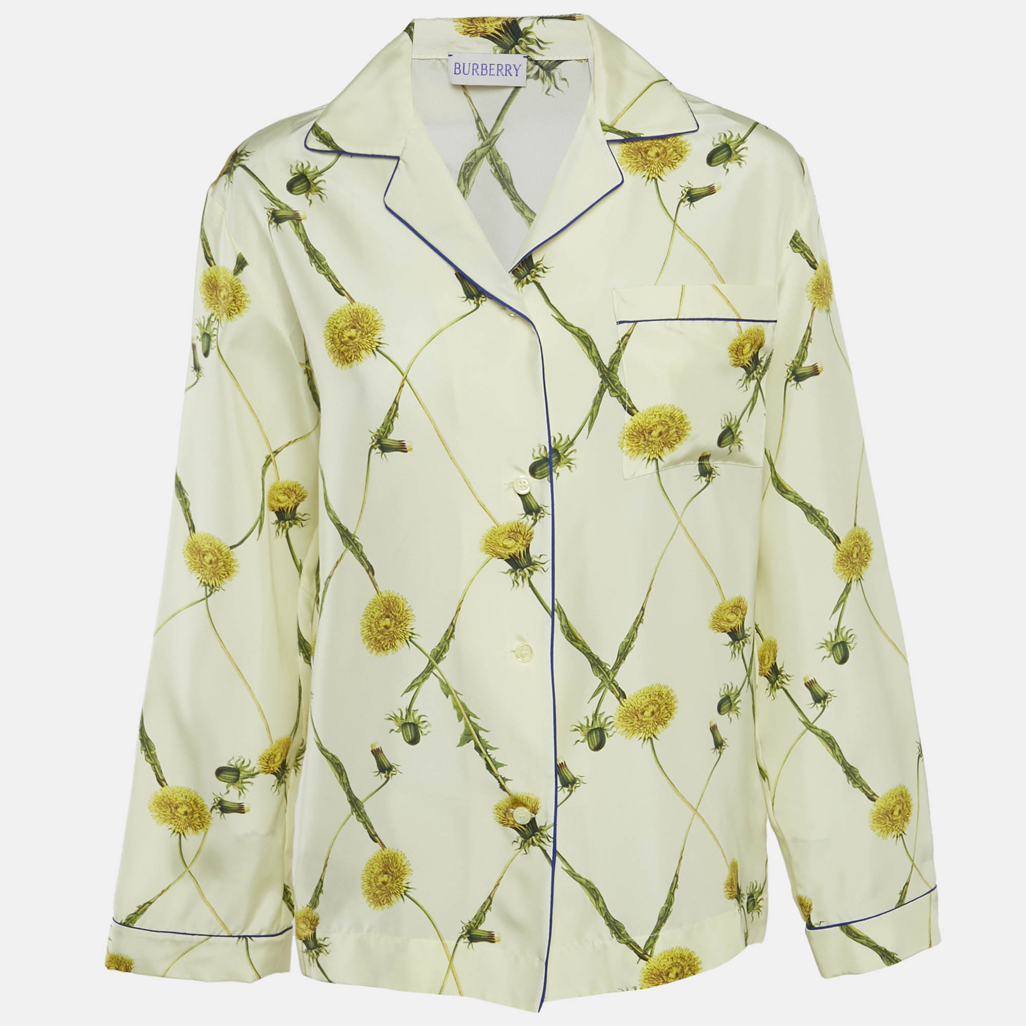 

Burberry Yellow Dandelion-Print Silk Pyjama Shirt XS