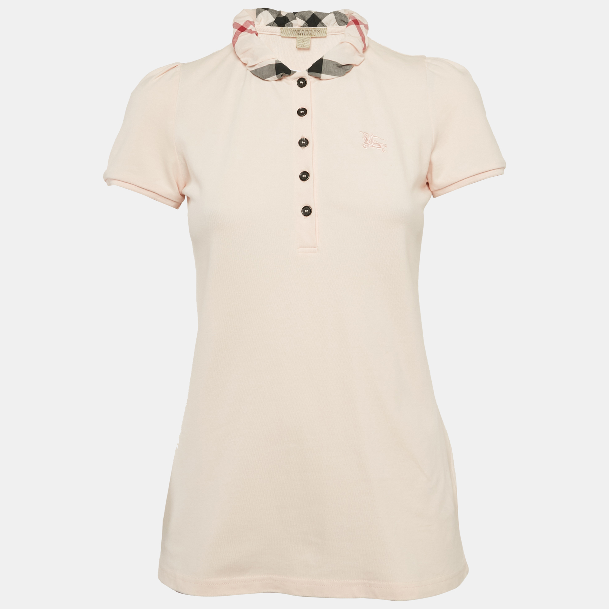 

Burberry Pink Checks Collar Pique Polo T-Shirt S