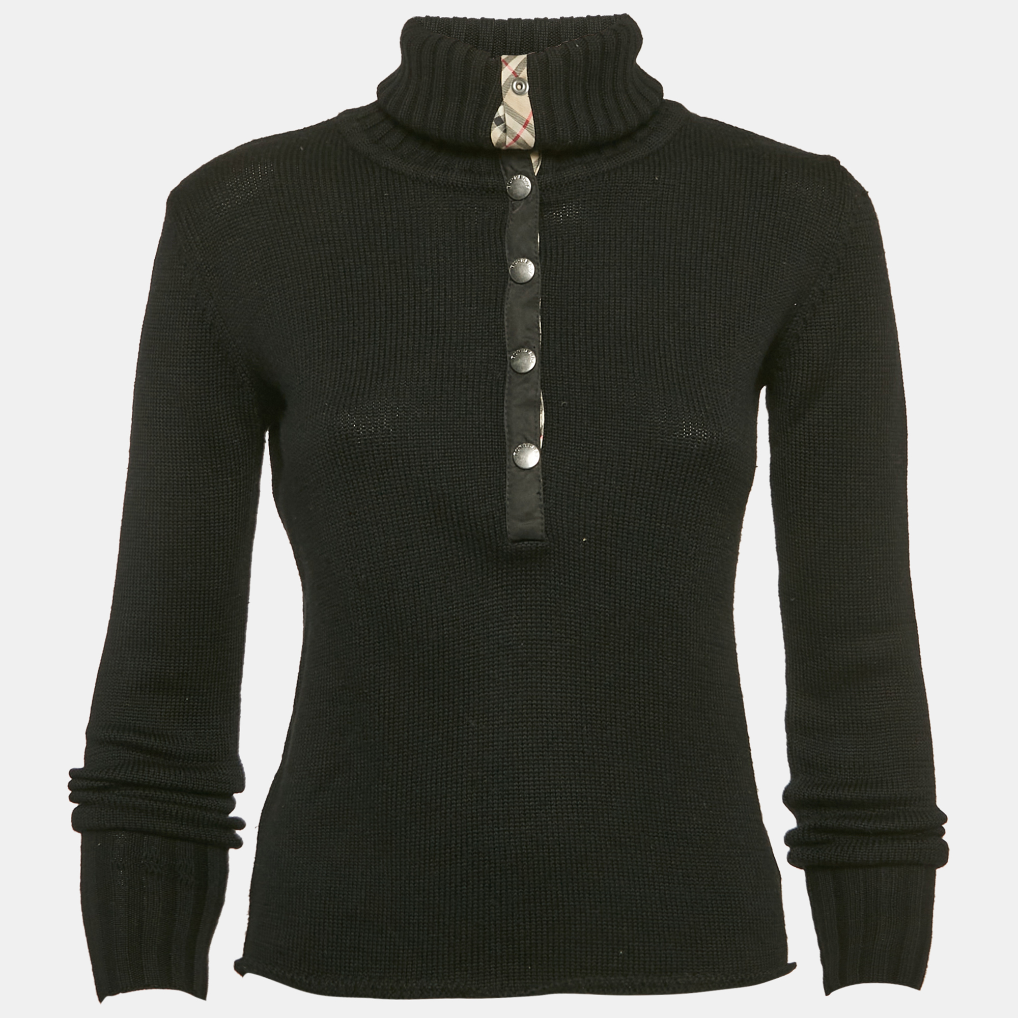 

Burberry Black Merino Wool Knit Turtleneck Sweater XS