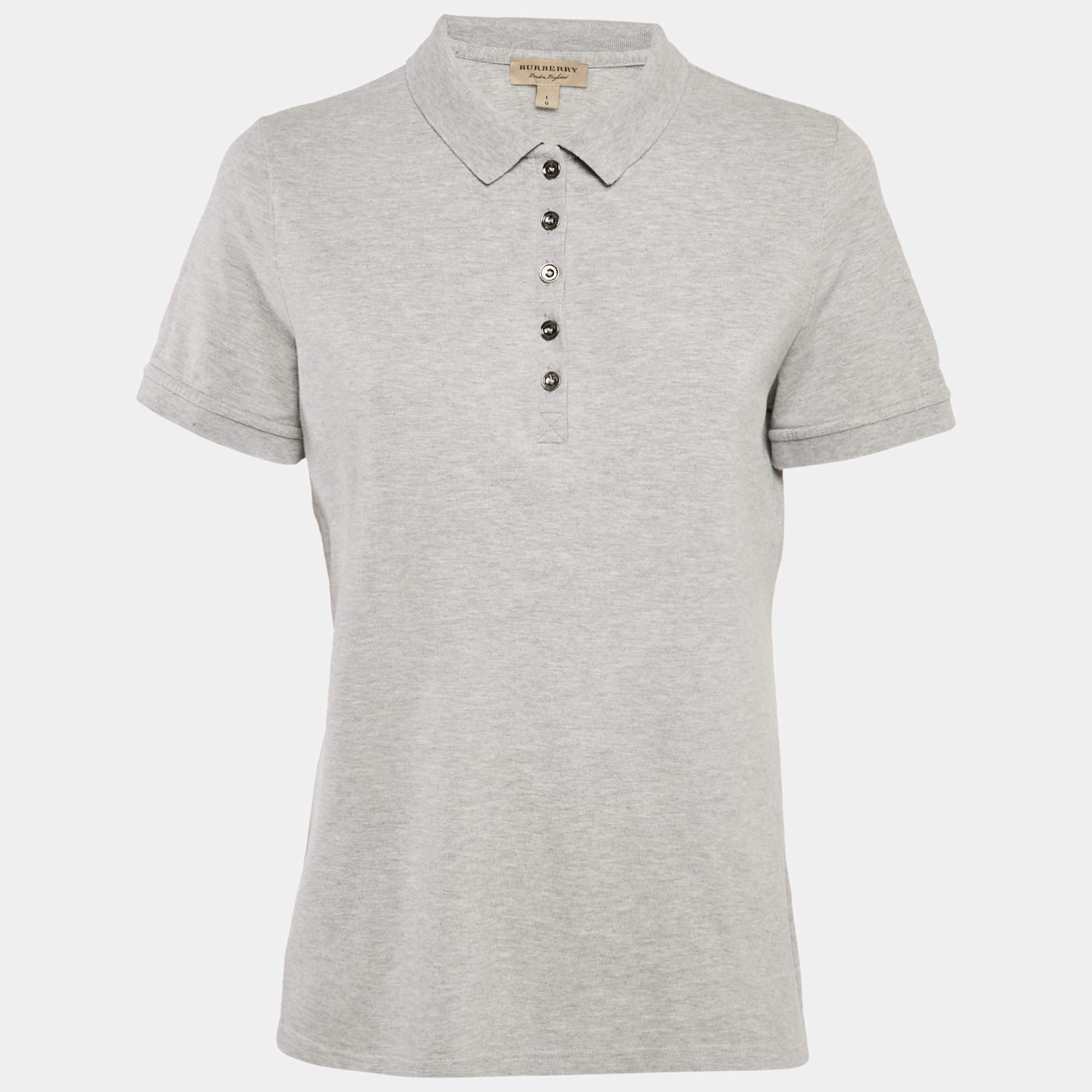

Burberry Grey Cotton Pique Polo T-Shirt L