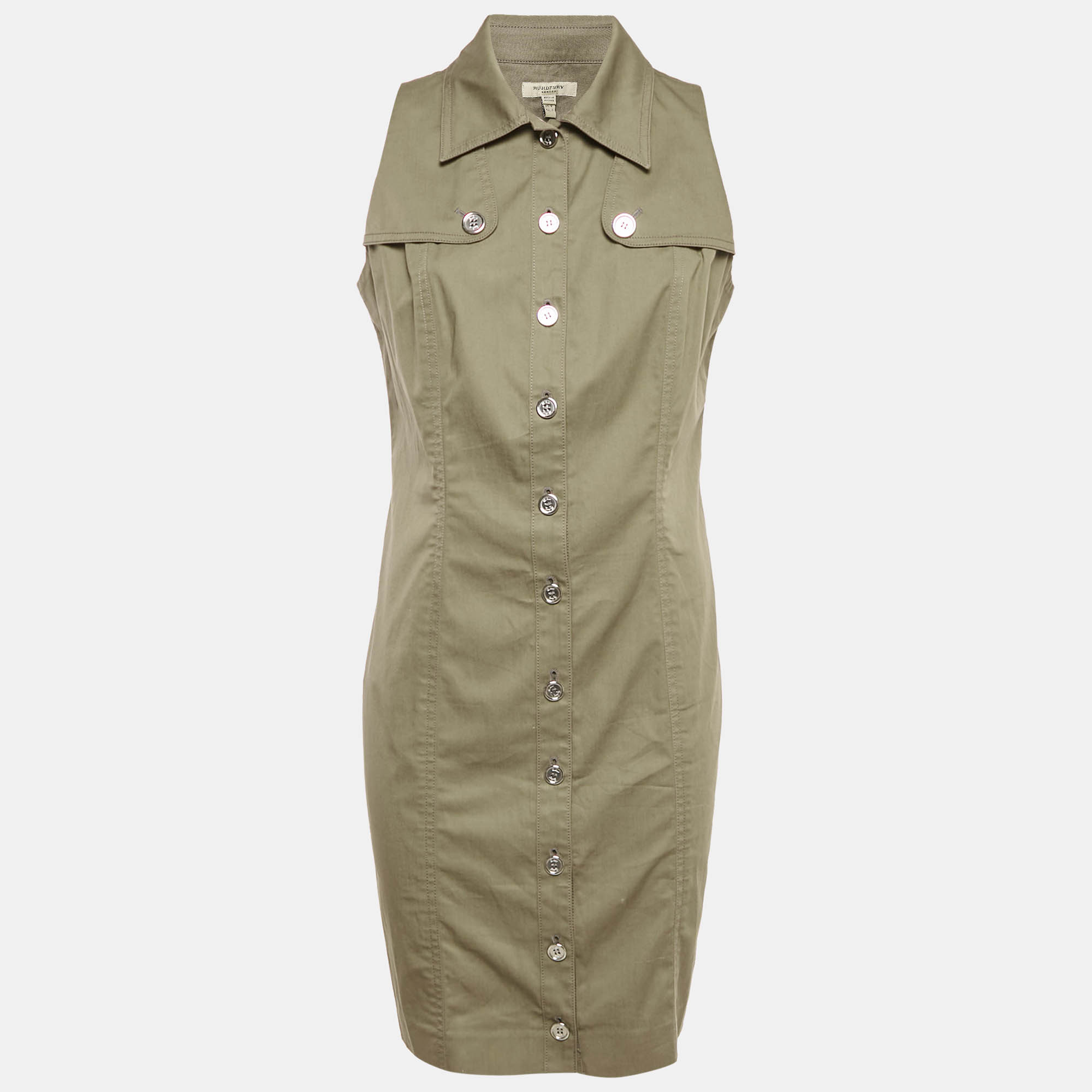 

Burberry Green Cotton Sleeveless Mini Dress M