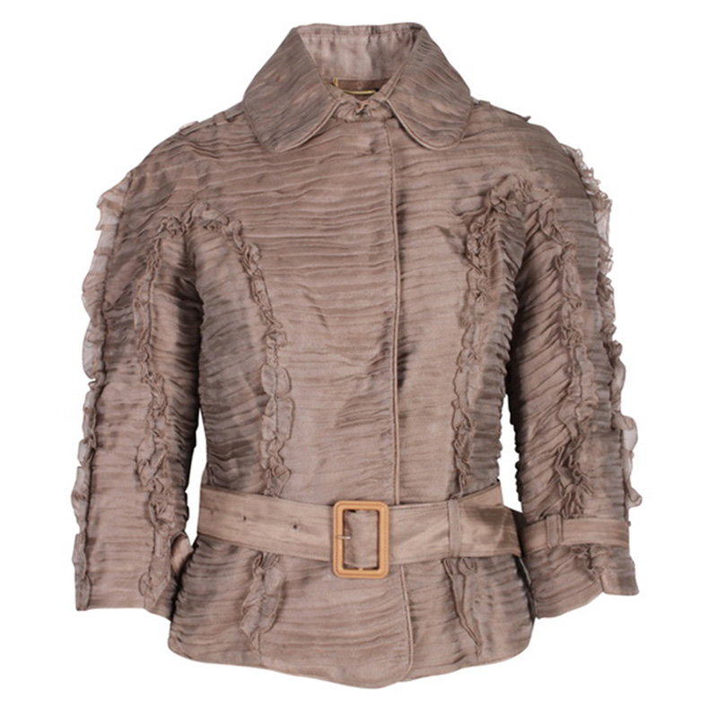 مملوكة مسبقًا Burberry Beige Pleated Belted Jacket L