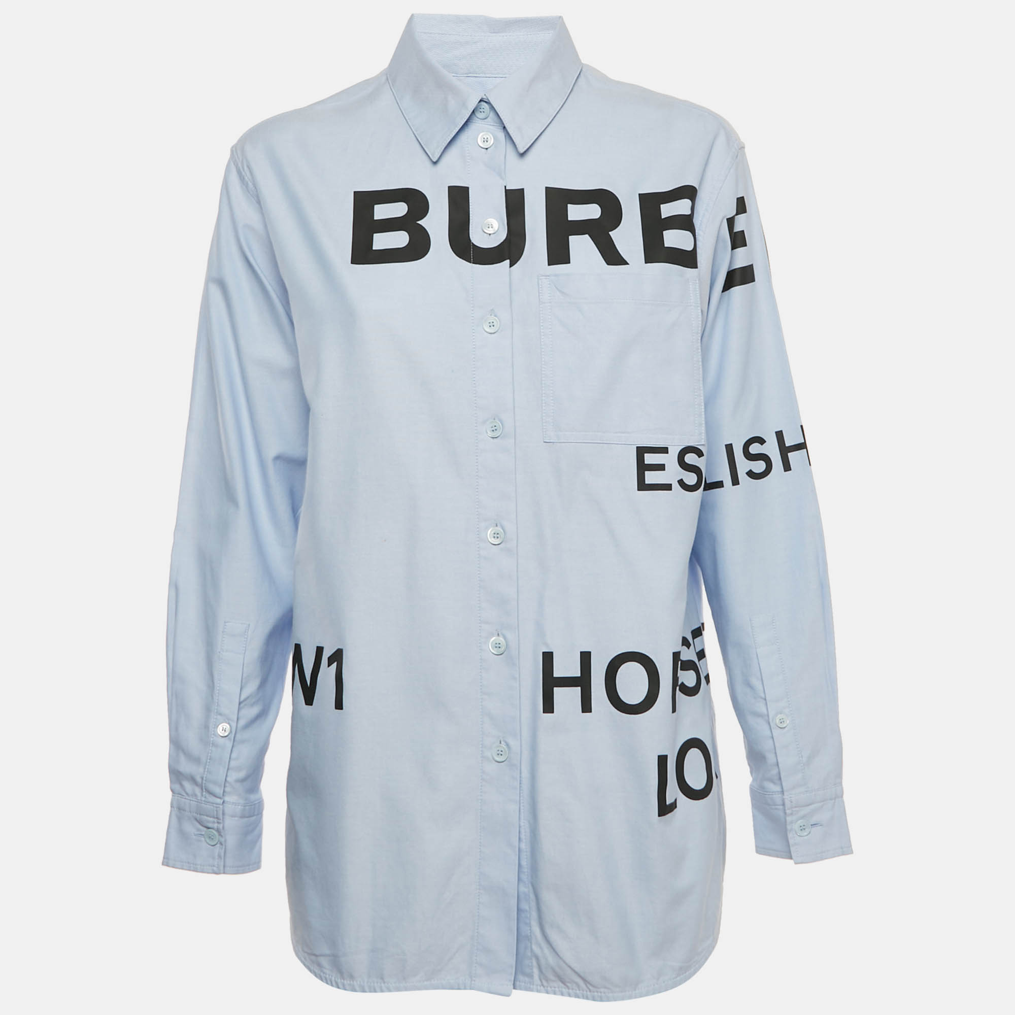 Burberry Blue Horseferry Cotton Button Front Shirt S