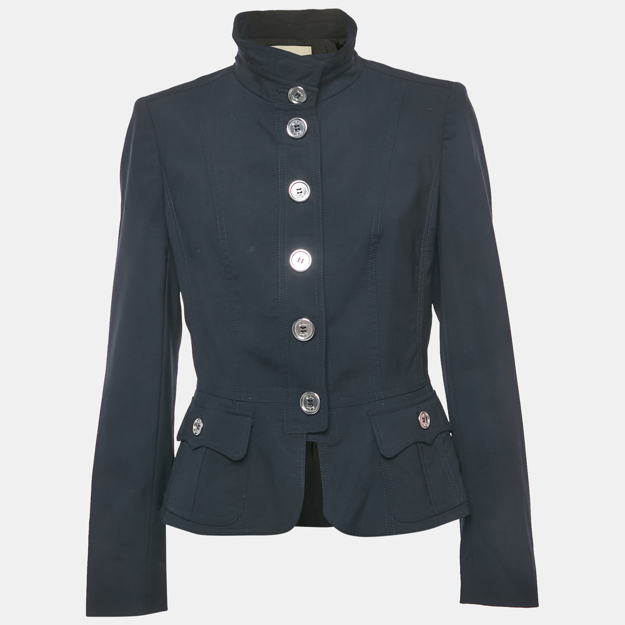 

Burberry Navy Blue Cotton Button Front Jacket M