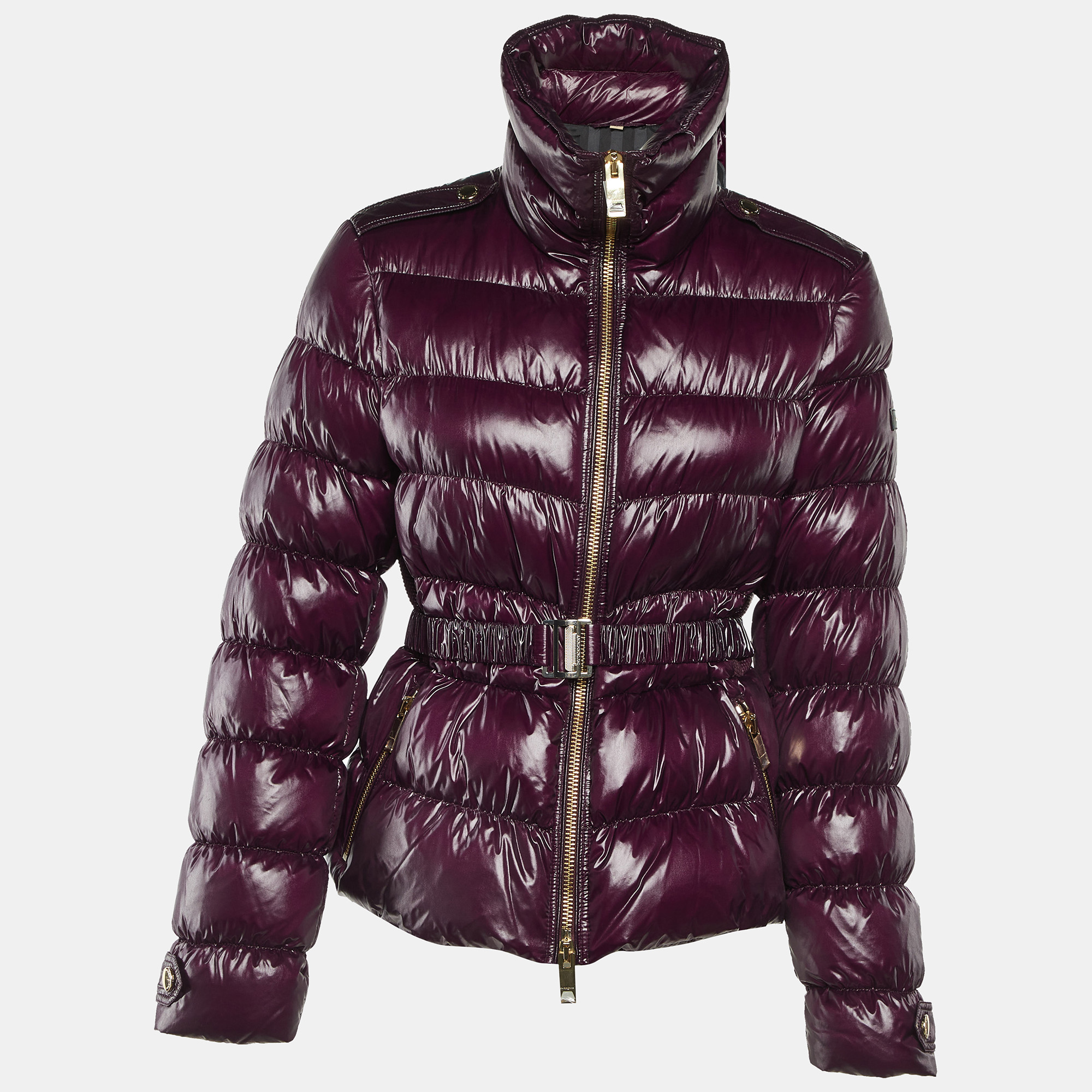 Pre-owned Burberry Purple Nylon Quilted Down Jacket L