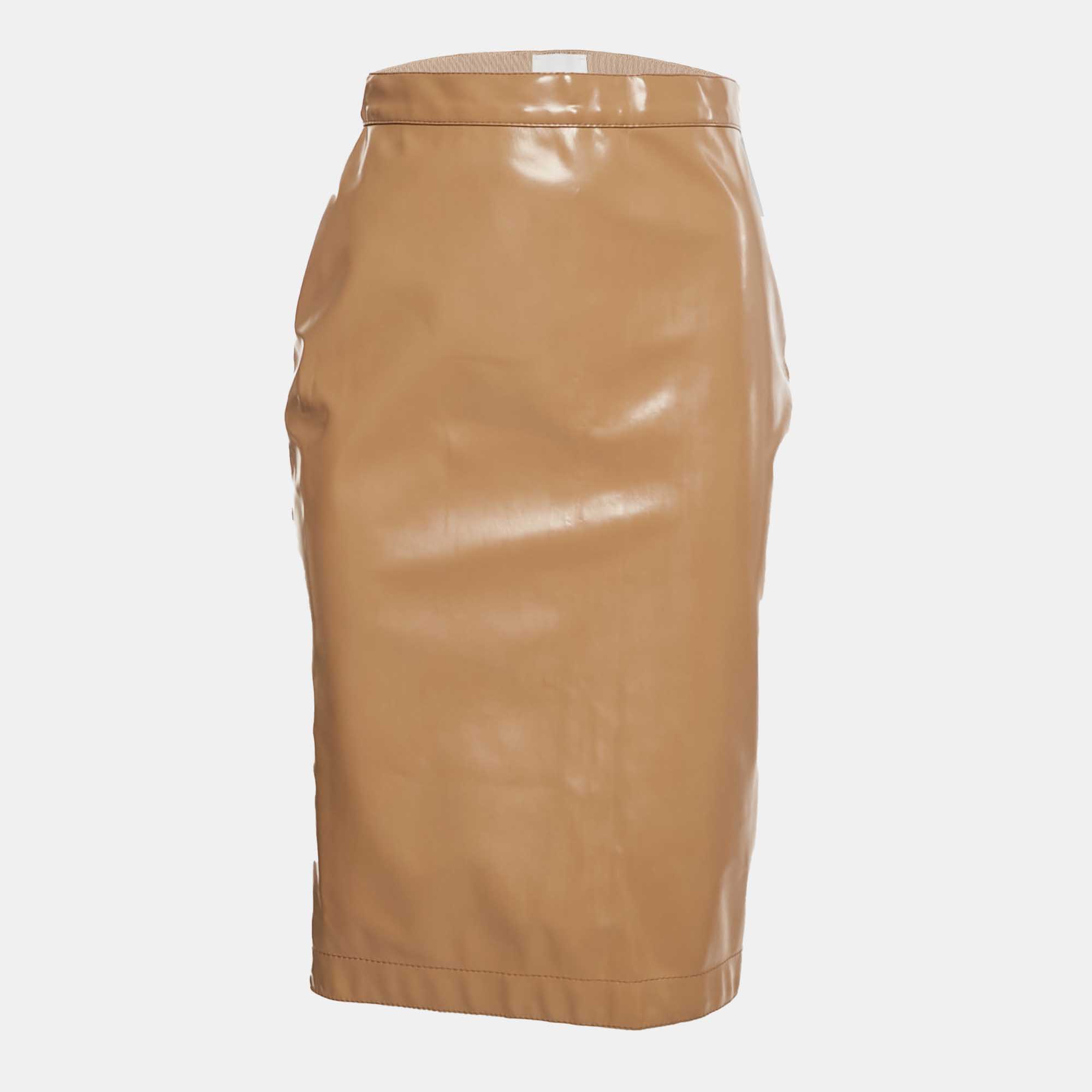 

Burberry Beige Synthetic Split Hem Pencil Skirt S