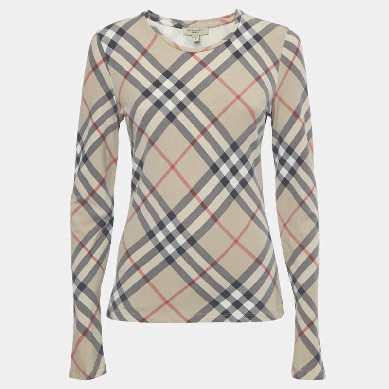 

Burberry Beige Nova Check Pattern Jersey Top M