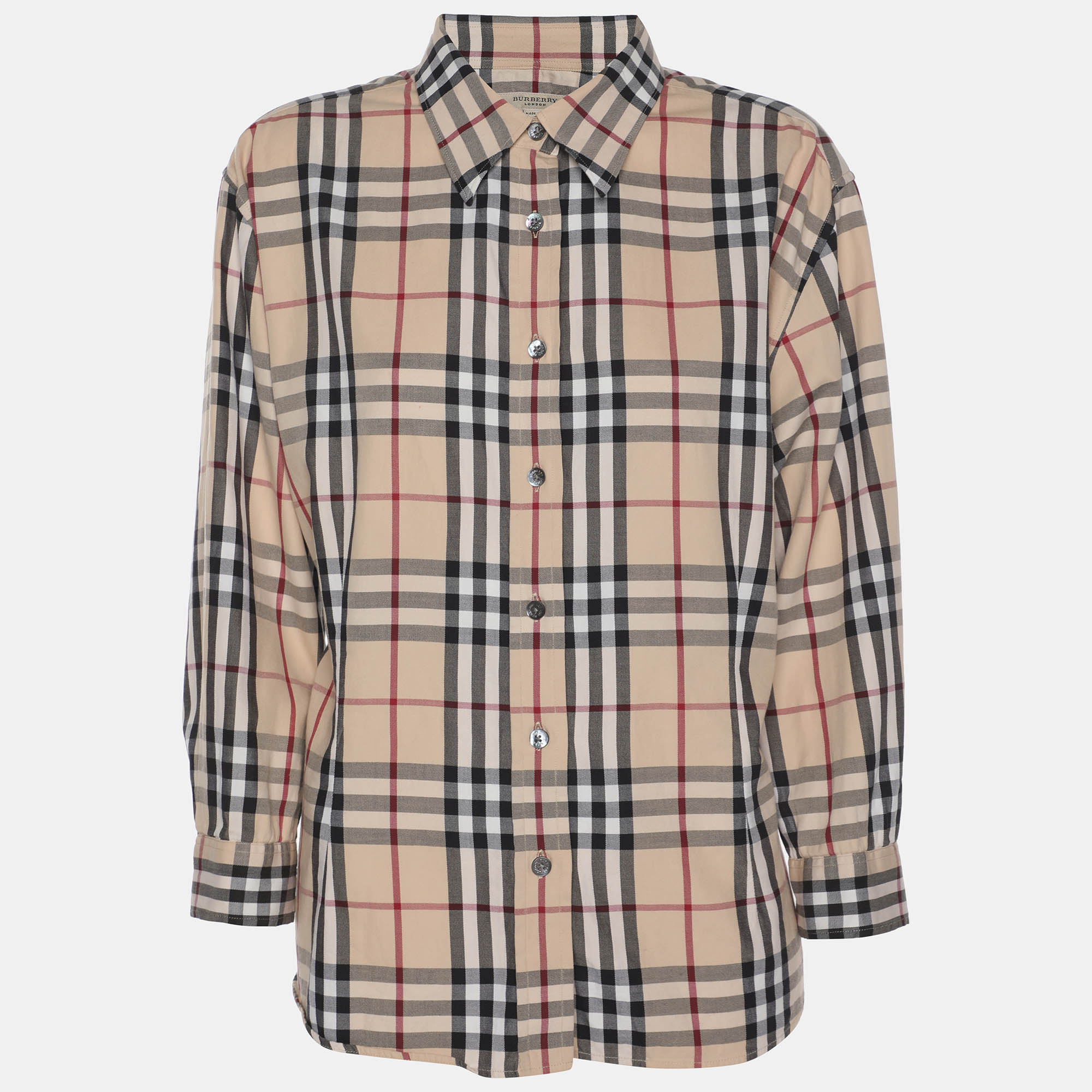 Burberry Beige Nova Check Cotton Button Front Shirt XL