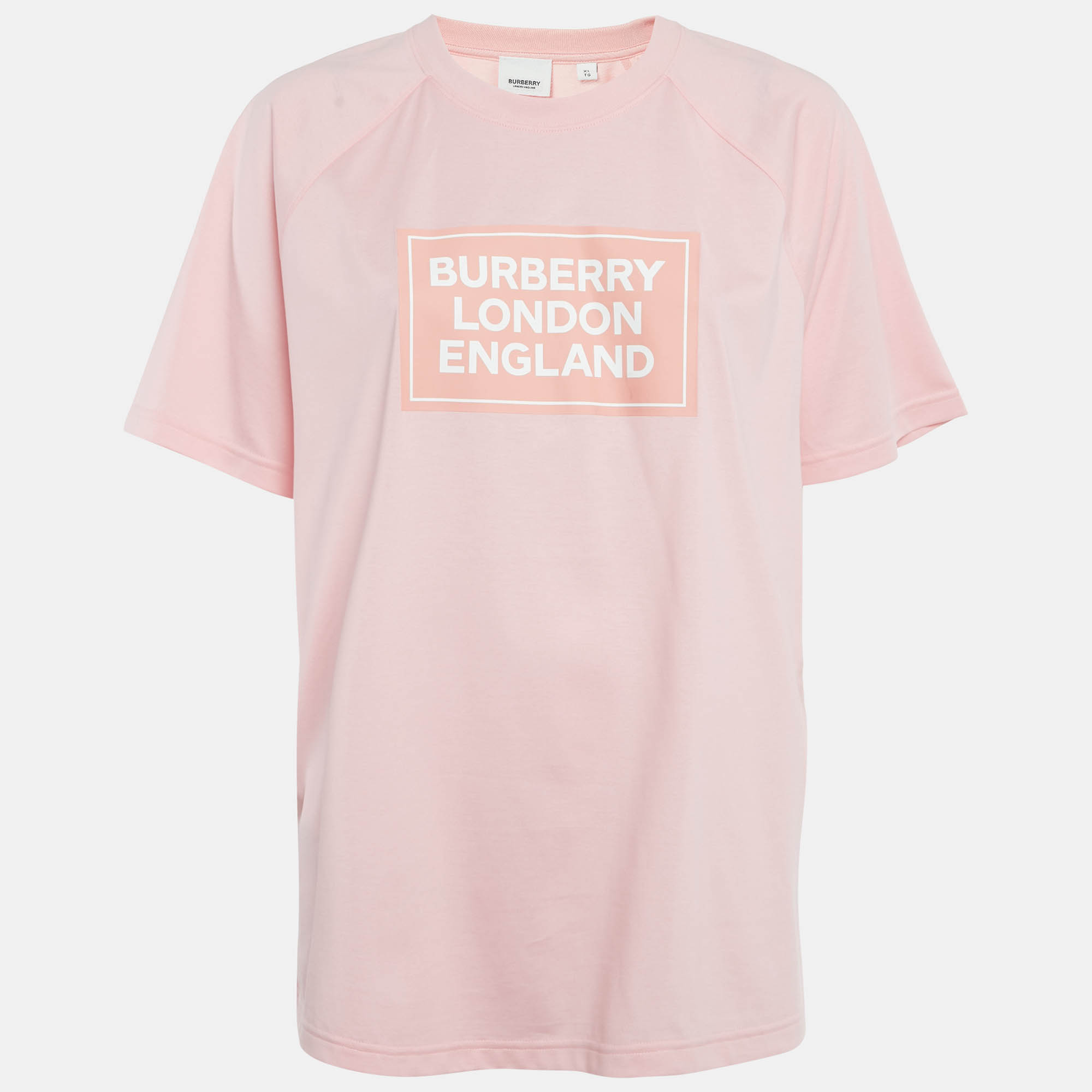 

Burberry Pink Logo Print Cotton Crew Neck T-Shirt XL