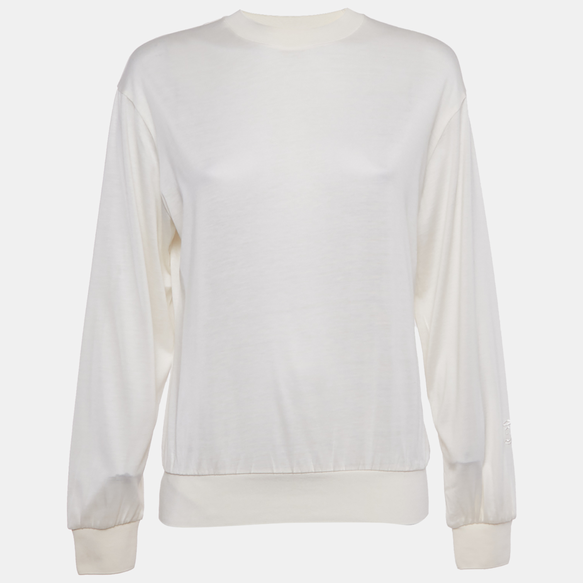 

Burberry Ivory Logo Embroidered Silk Blend Sweatshirt XS, White