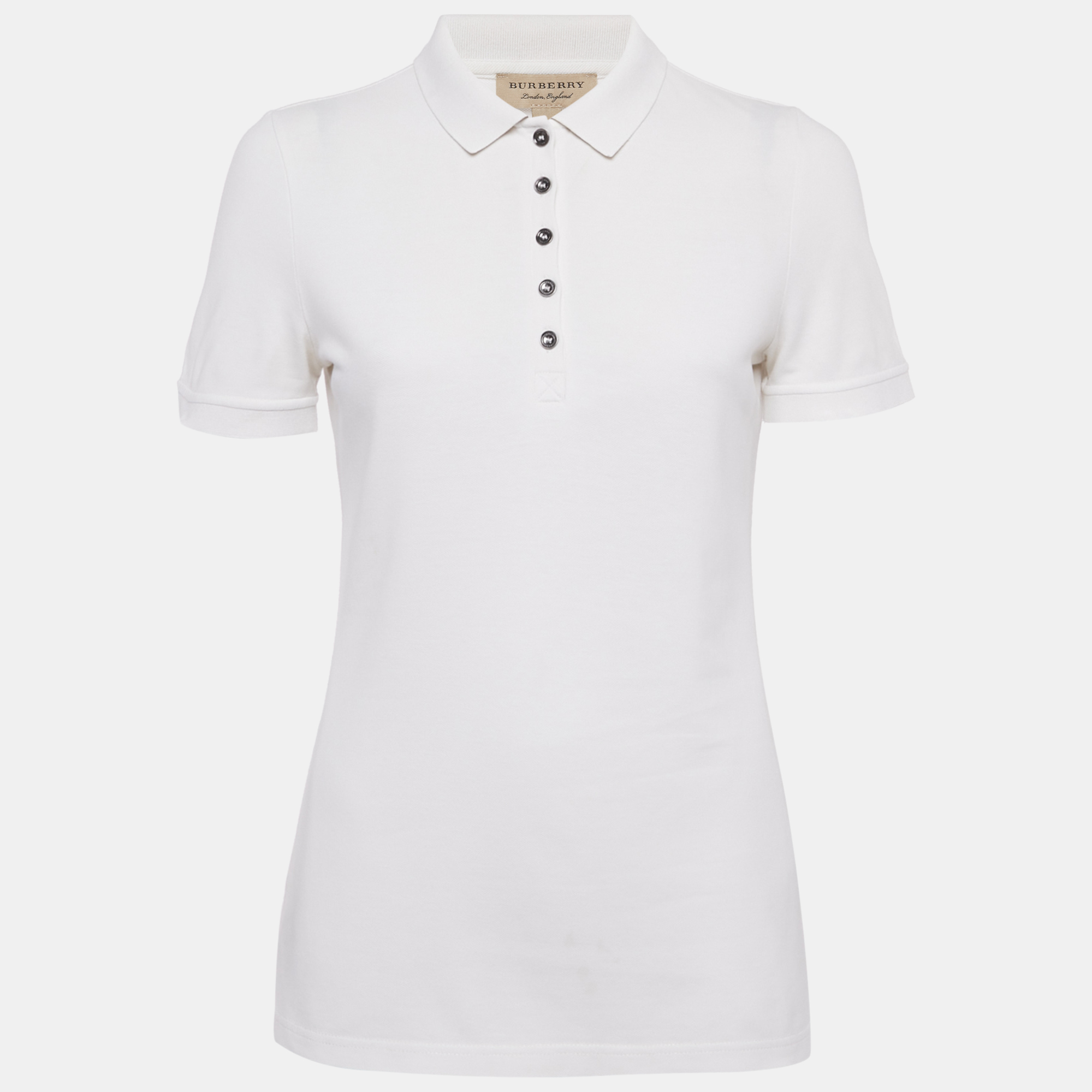 

Burberry White Cotton Pique Polo T-Shirt S