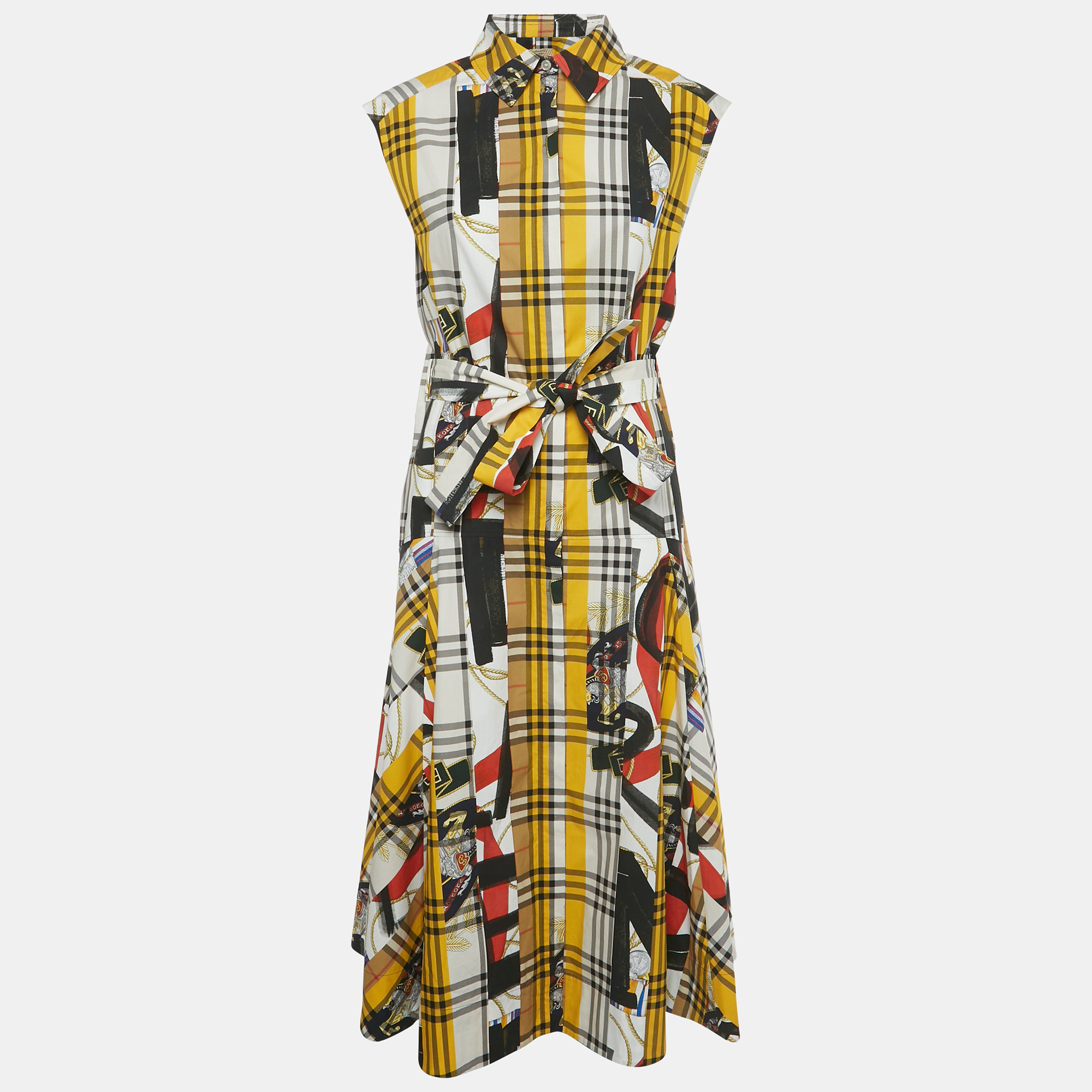 

Burberry Multicolor Archive Scarf Print Check Cotton Shirt Dress S