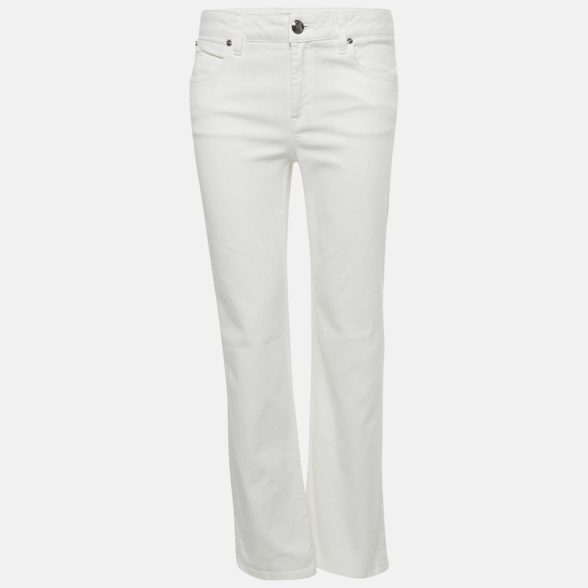 Pre-owned Burberry White Denim Flare Leg Jeans M/waist 29"