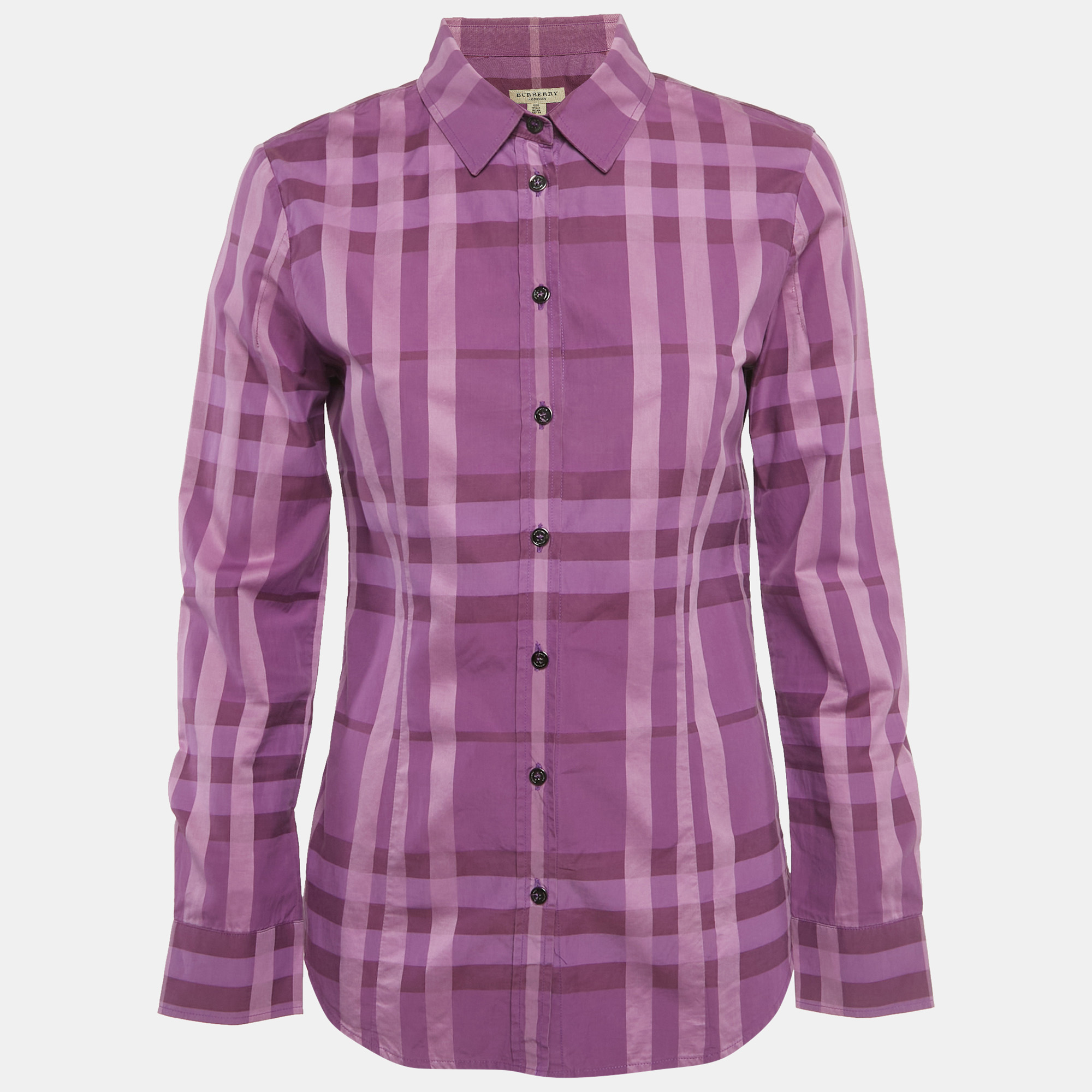 

Burberry Purple Checks Cotton Long Sleeve Shirt