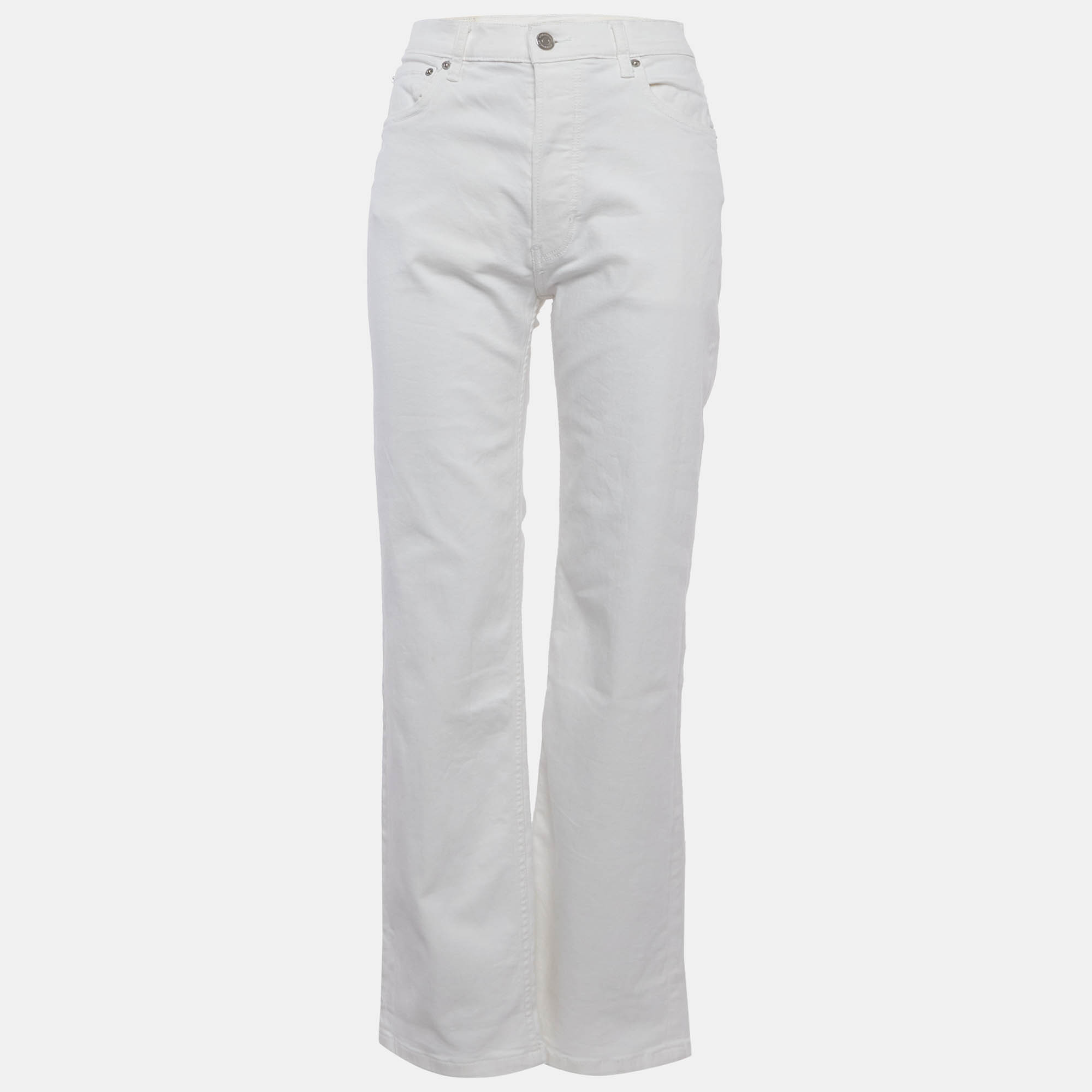 

Burberry White Denim Straight High-Rise Jeans M