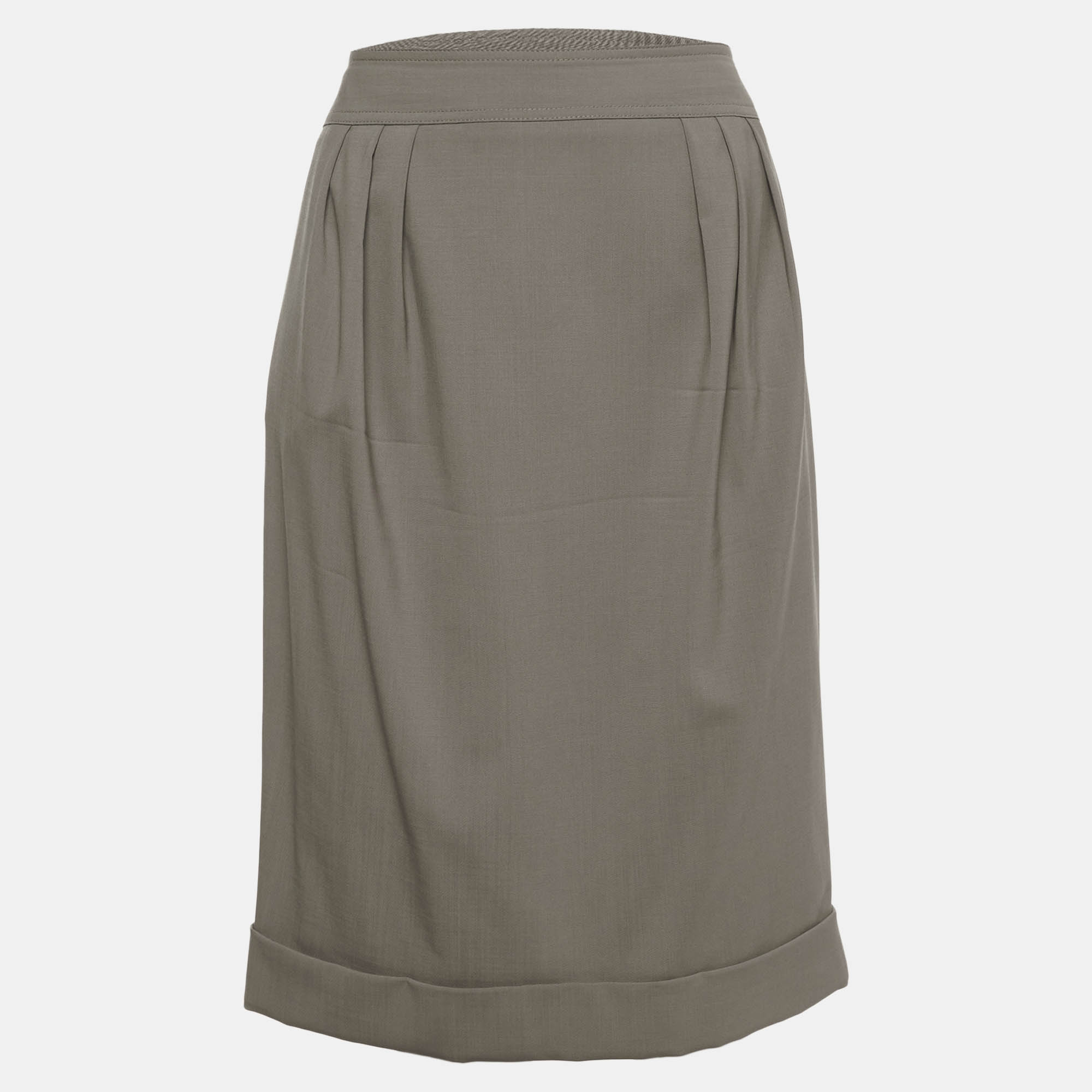 Pre-owned Burberry Grey Wool Blend Pleated Short Skirt M