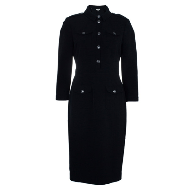 مملوكة مسبقًا Burberry Black Novacheck Contrast Cuff Shirt Dress M