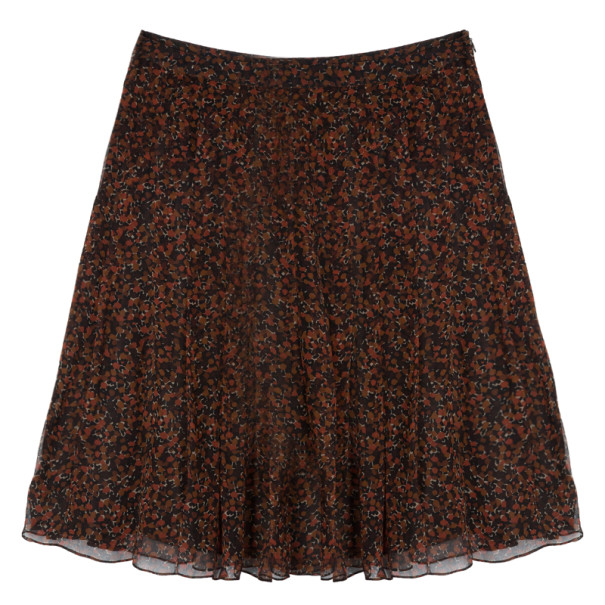 مملوكة مسبقًا Burberry Floral Print Layered Silk Skirt M