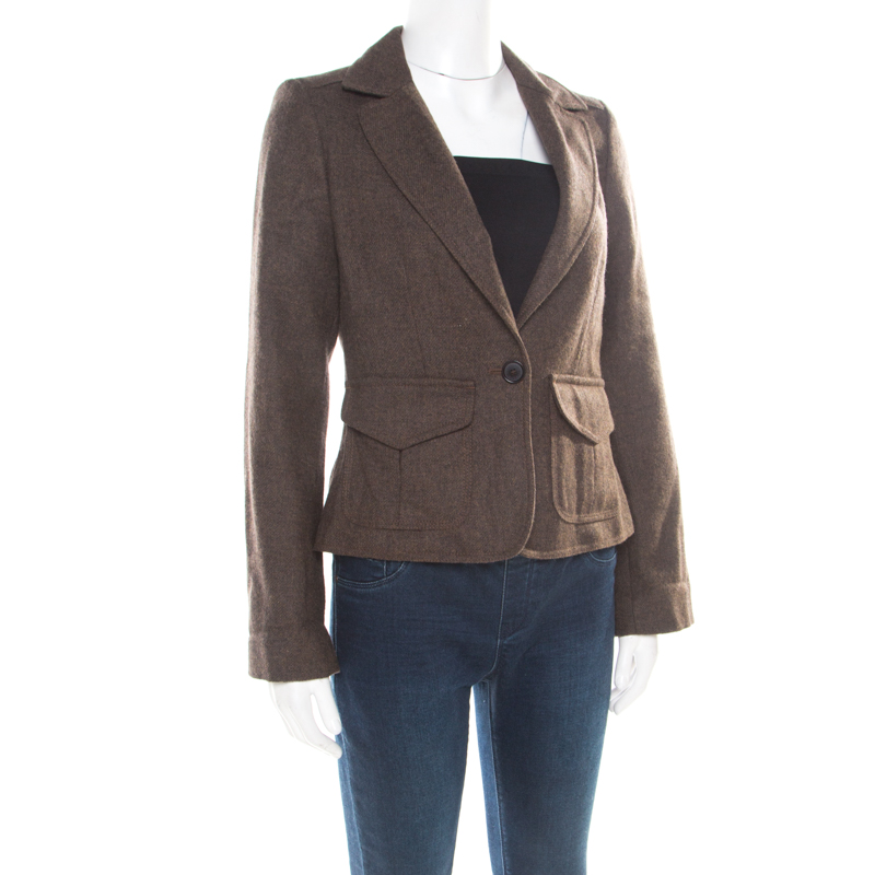

Burberry London Brown Wool One Button Blazer
