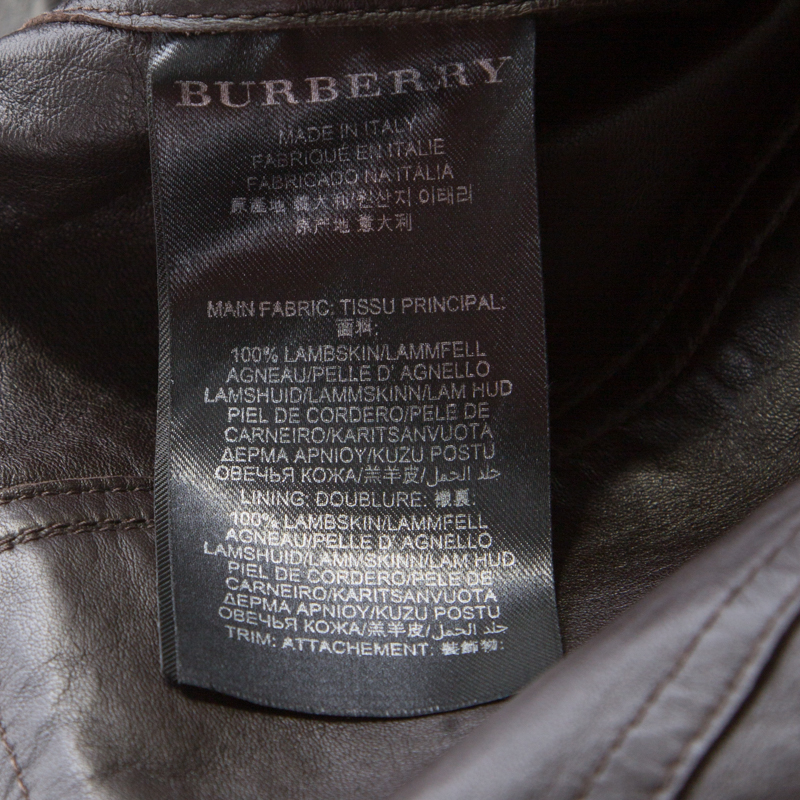 Burberry Prorsum Brown Lamb Leather Fringed Trim Jacket S Burberry | TLC