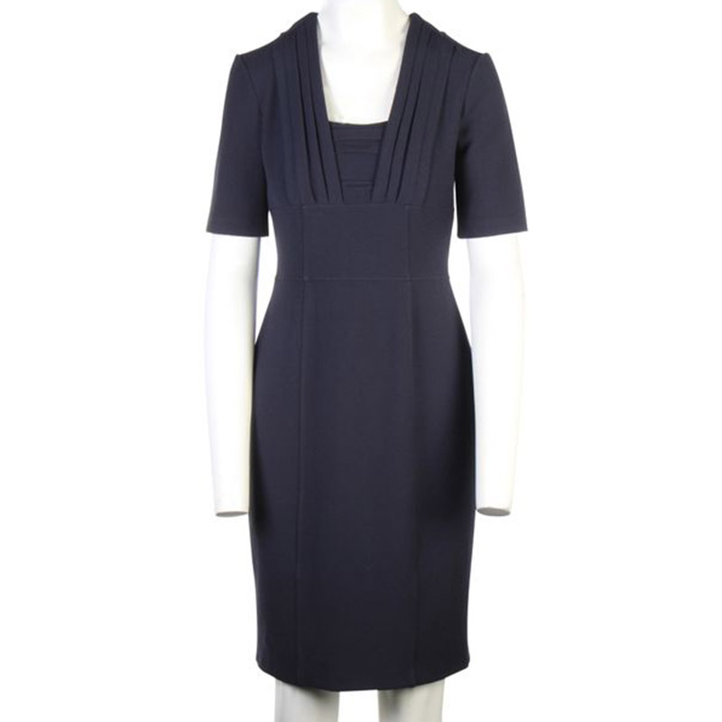 

Burberry Navy Structured Short Sleeve Dress, Navy blue