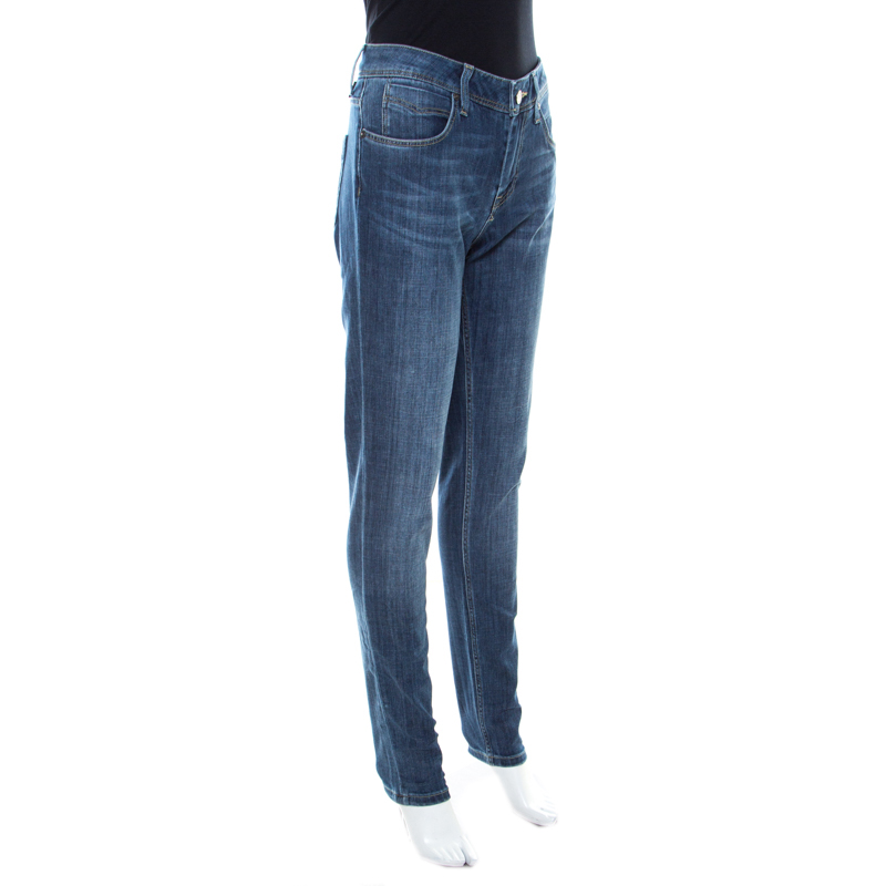 

Burberry Brit Indigo Dark Wash Faded Effect Denim Skinny Kensington Jeans, Blue