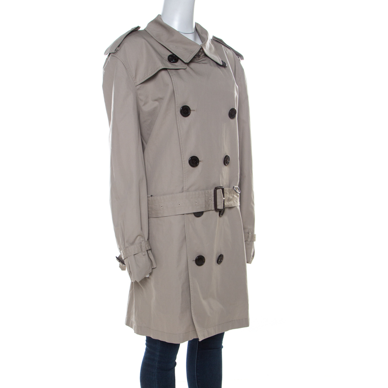 

Burberry Brit Beige Cotton Twill Double Breasted Belted Trench Coat