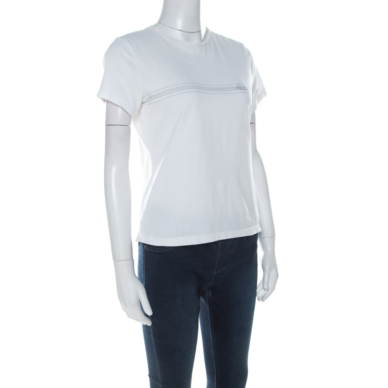 

Burberry White Logo Print Cotton Crew Neck T-Shirt