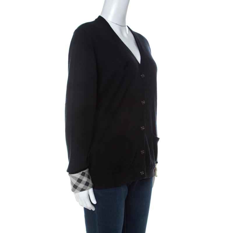 

Burberry Brit Black Cashmere Button Front Cardigan