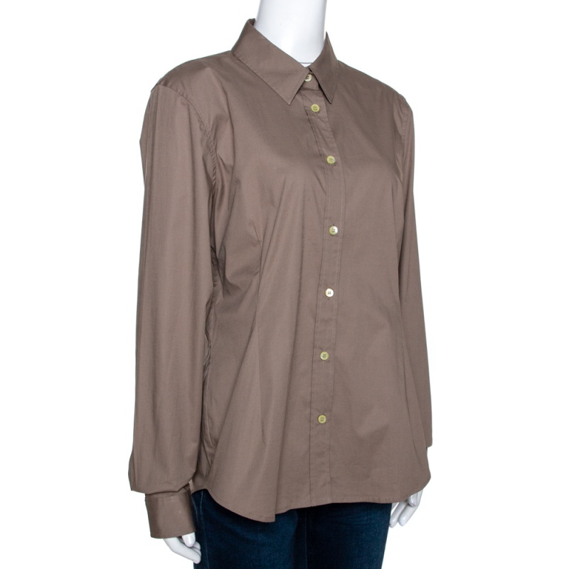 

Burberry Cappuccino Brown Cotton Nova Check Detail Shirt